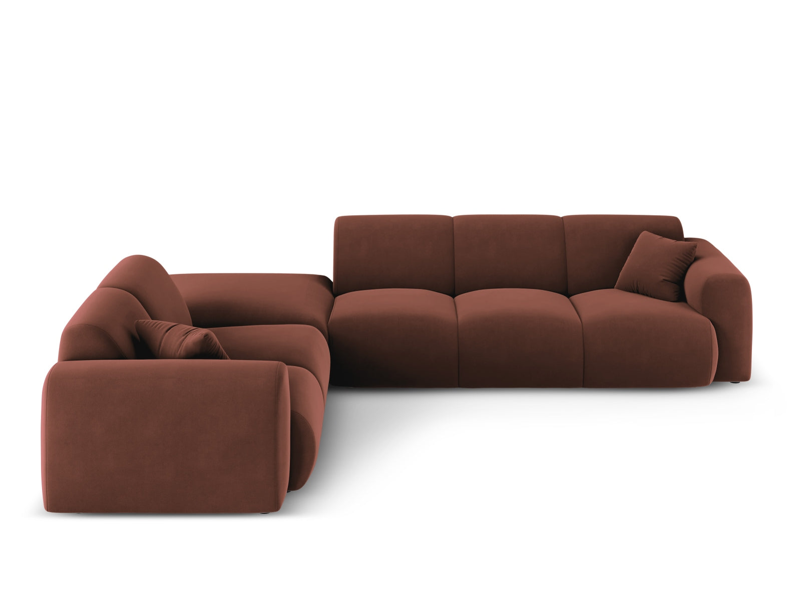 Luxuriöses Nolio Velour Ecksofa links, 4-Sitzer, 250 cm, in edlem Cuoio-Casino, perfekt für stilvolle Wohnzimmergestaltung.