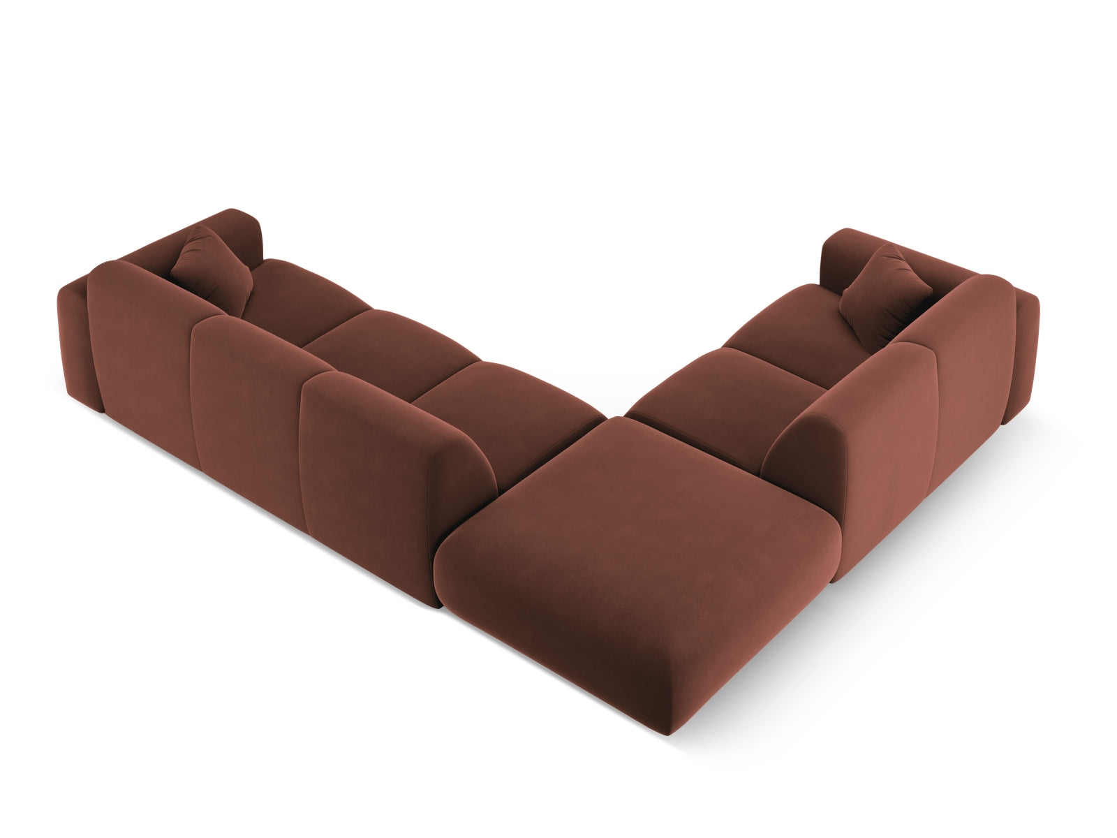 Erleben Sie das stilvolle Nolio Velour Ecksofa links (250cm) von Cosmopolitan Design – ein luxuriöses 4-Sitzer Sofa für Ihr modernes Zuhause.