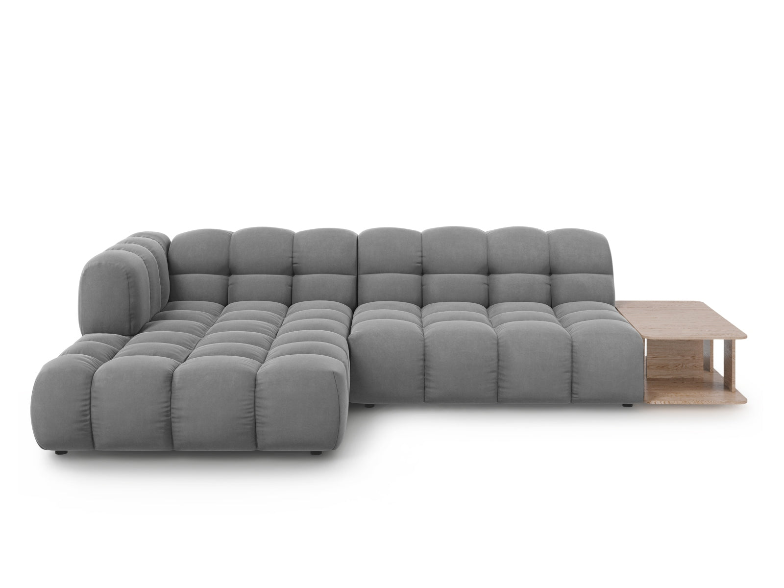 Elegantes modulares Ecksofa in weichem Sky Velours, linksseitig, 4-Sitzer, 162 cm, ideal für stilvolle und einladende Wohnräume.