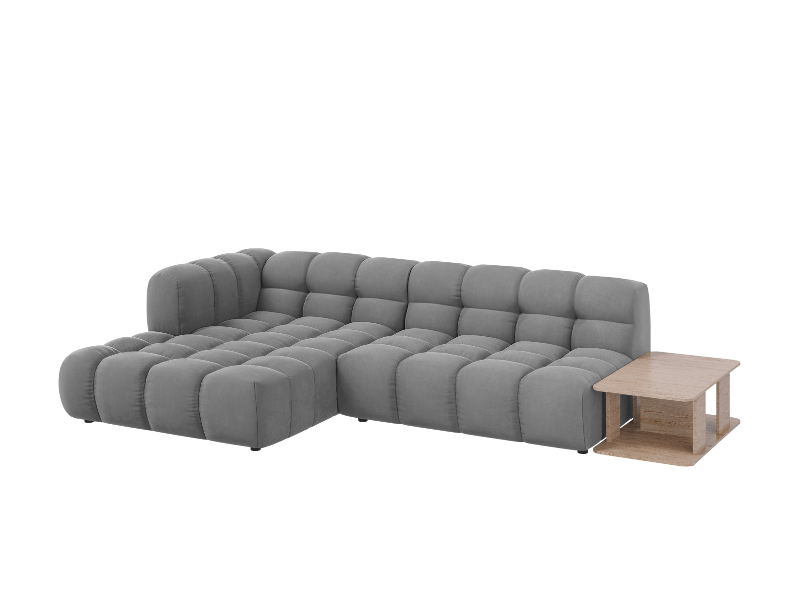 Modulares L-Sofa in luxuriösem Sky Velours, linksseitig, 4-Sitzer, 162 cm, perfekt für moderne und gemütliche Wohnambiente.