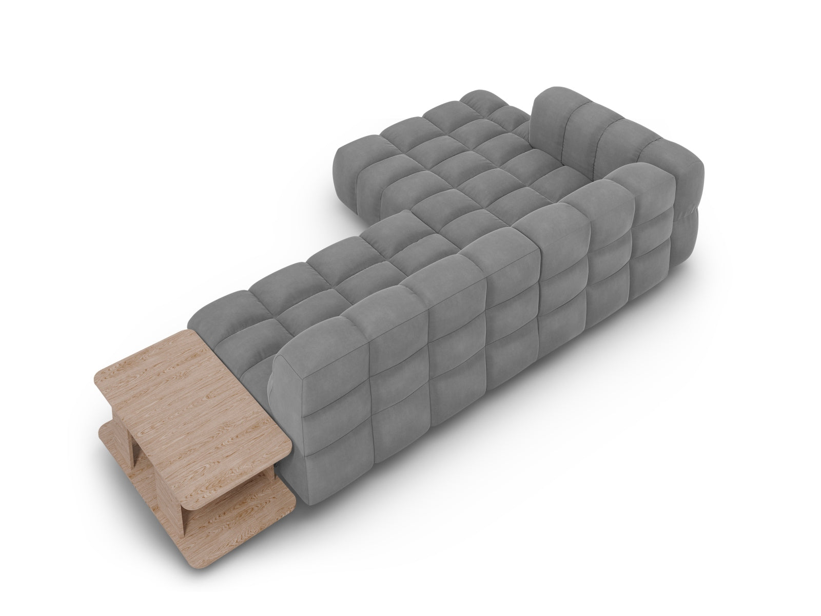 Modulares L-Sofa in luxuriösem Sky Velours, linksseitig, 4-Sitzer, 162 cm, perfekt für moderne und gemütliche Wohnambiente.