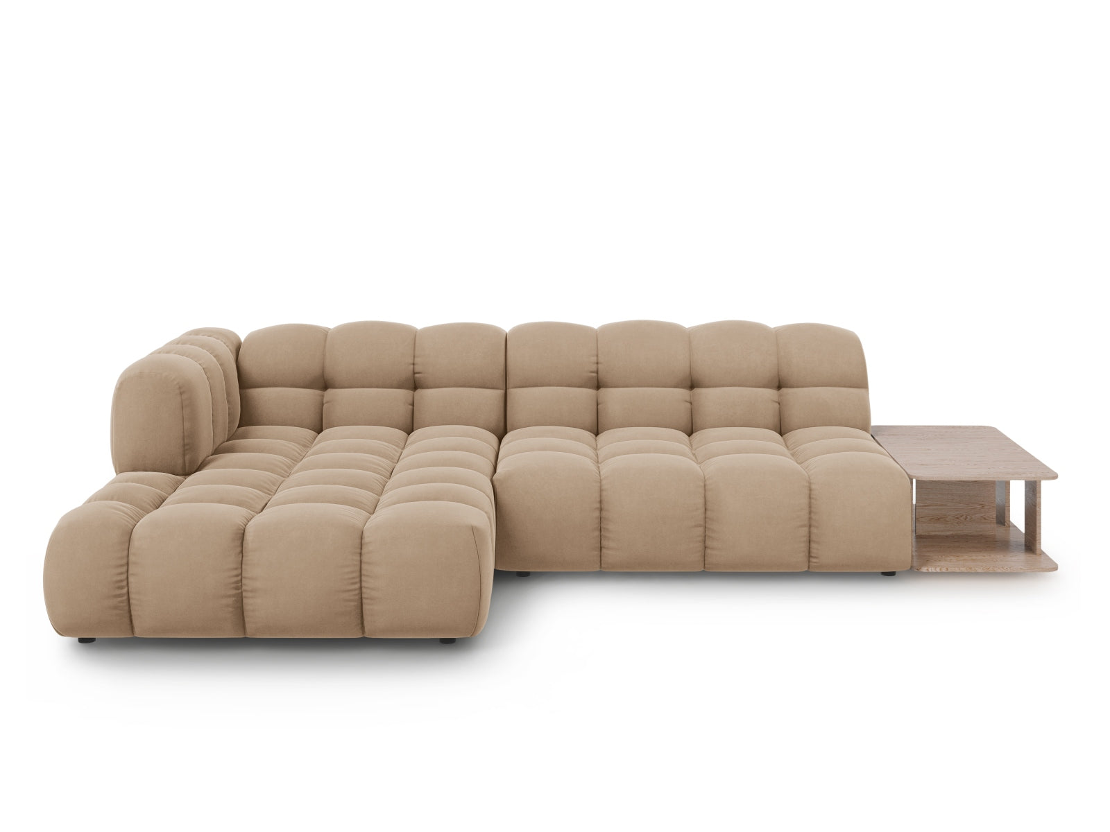 Elegantes modulares Ecksofa links in Sky Velour, 162 cm, ideal für stilvolle Wohnräume und gemütliche Abende.