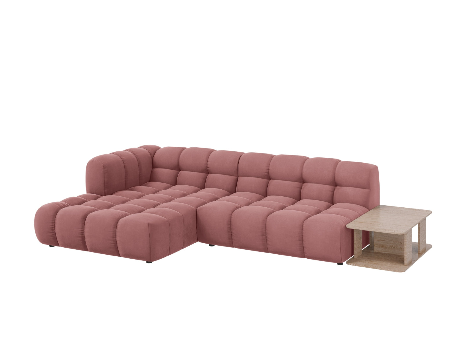 Modulares L-Sofa in luxuriösem Sky Velour, linksseitig, 4-Sitzer, 162 cm, ideal für moderne Wohnkonzepte und gemütliche Stunden.