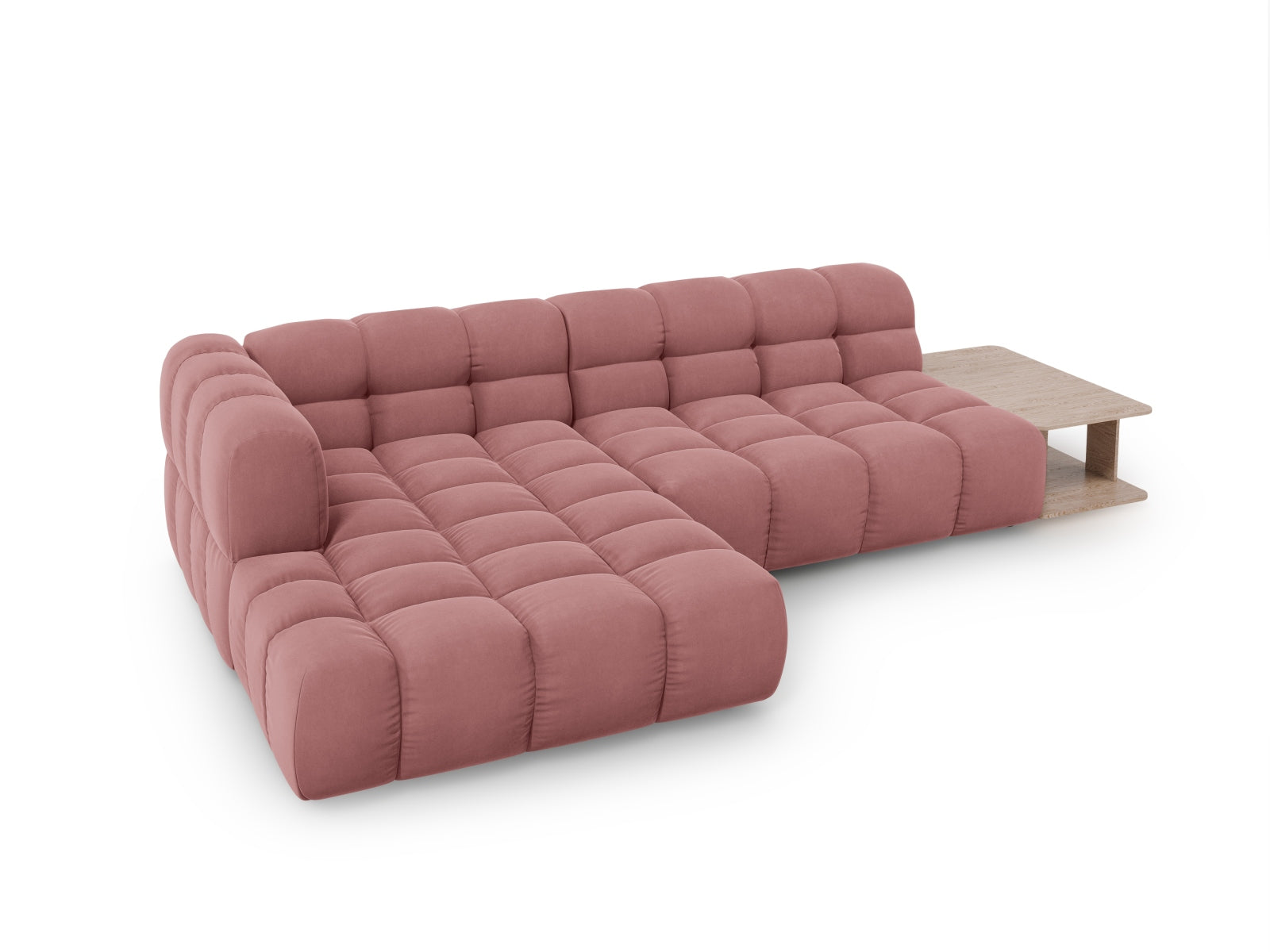 Elegantes modulares Ecksofa in weichem Sky Velour, linksseitig, 4-Sitzer, 162 cm, perfekt für stilvolle und einladende Wohnräume.