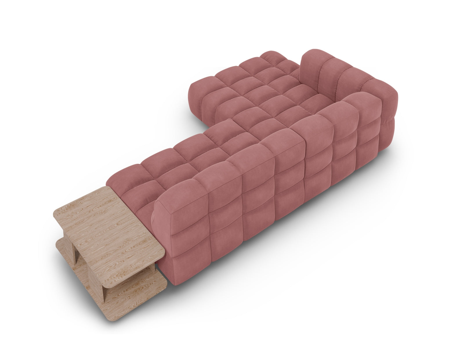 Entdecken Sie das Sky Velour Ecksofa links – ein modulares 4-Sitzer Möbelstück mit 162 cm Breite, das Stil und Komfort in Ihr Zuhause bringt.