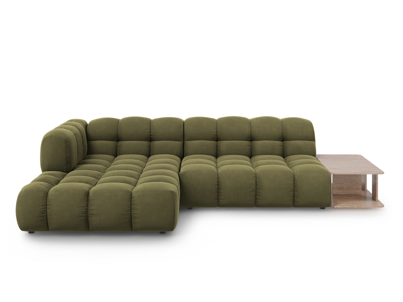Elegantes modulares Ecksofa in sanftem Hellgrün, 4-Sitzer mit 162 cm, ideal für stilvolle Wohnräume von Cosmopolitan Design.