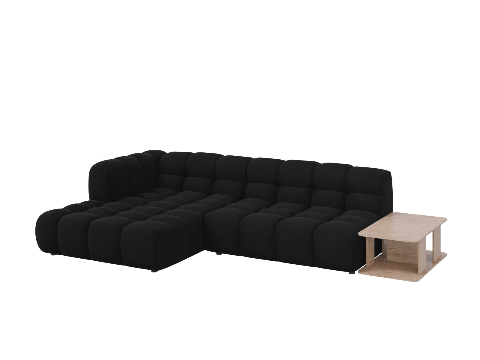 Stylisches, linksseitiges 4-Sitzer Ecksofa aus Sky Velour, 162 cm, perfekt für moderne Wohnkonzepte von Cosmopolitan Design.