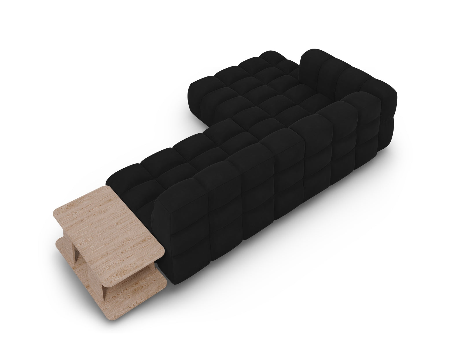 Entdecken Sie das Sky Velour Ecksofa links – ein modulares 4-Sitzer Möbelstück mit 162 cm Breite, das Stil und Komfort in Ihr Zuhause bringt.