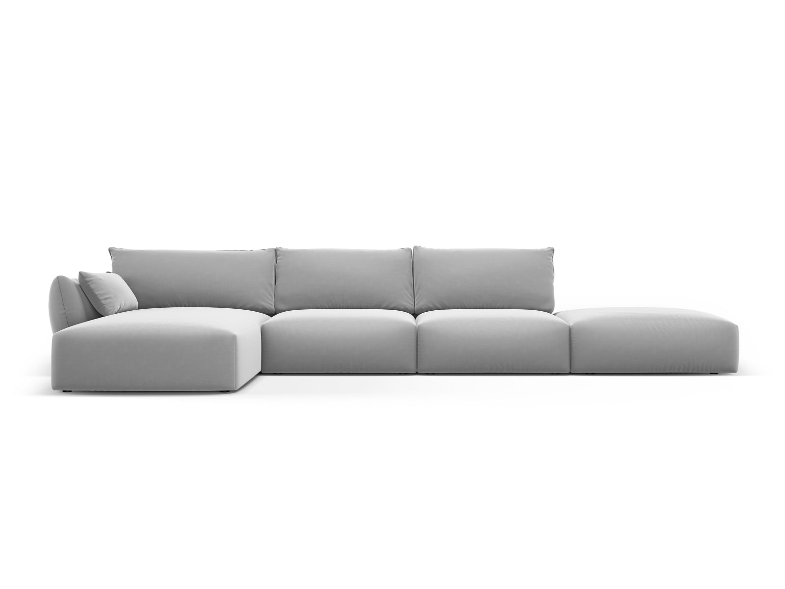 Stylisches 5-Sitzer Ecksofa links Matera in elegantem Grau, perfekt für entspannte Abende und modernes Wohndesign von Cosmopolitan Design.