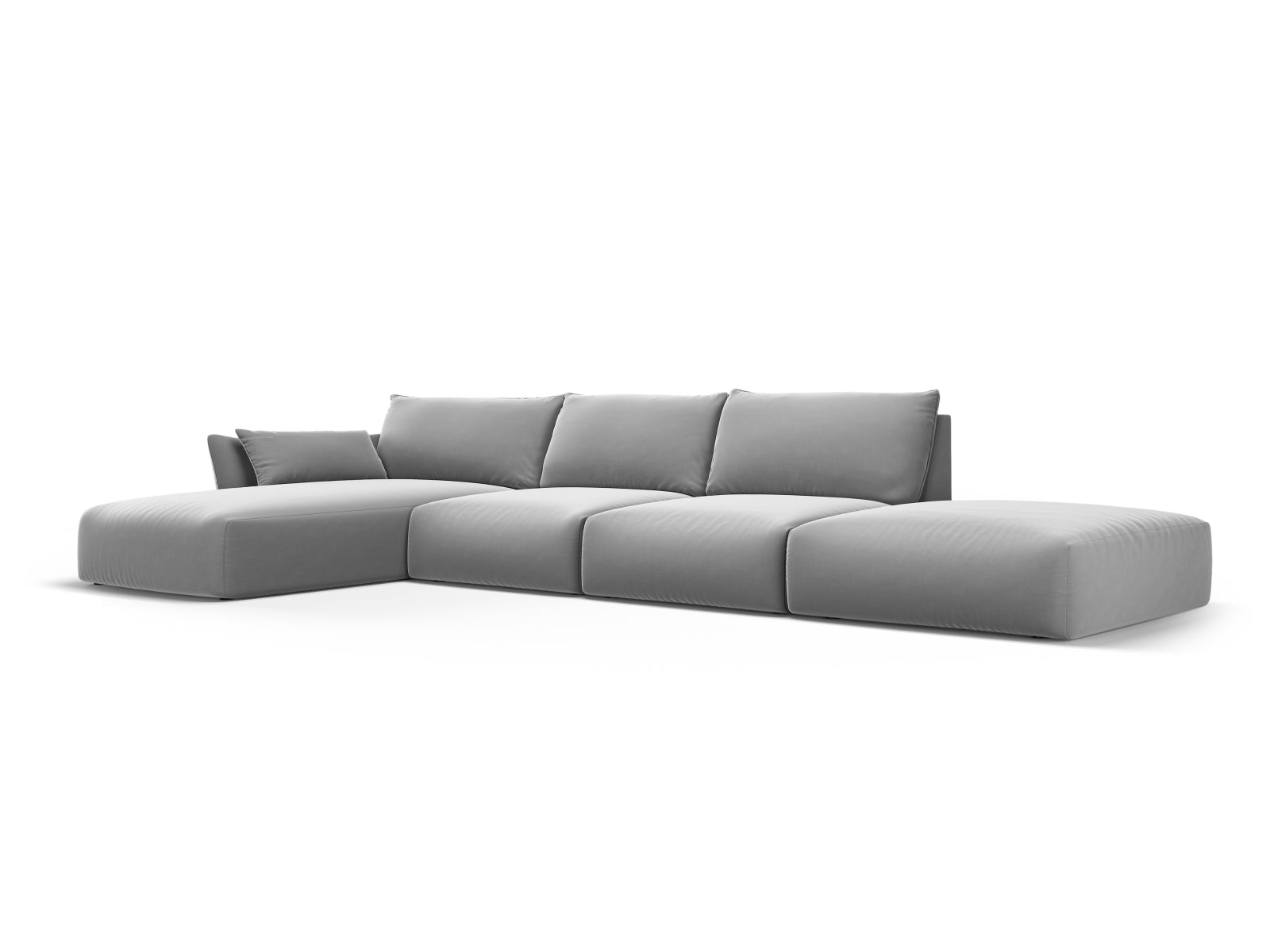Modernes 5-Sitzer Ecksofa links Matera in zeitlosem Grau, ideal für stilvolle Wohnräume und gemütliche Stunden von Cosmopolitan Design.