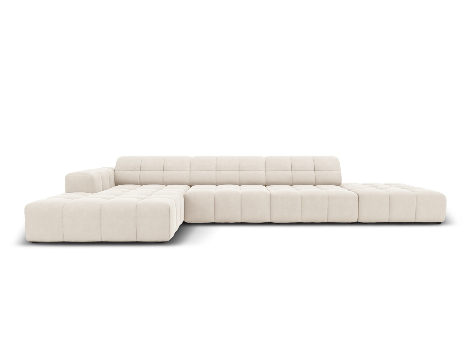 Chicago Velour Ecksofa links 5 Sitzer 166cm in Light Beige-Bluvel präsentiert im Onlineshop von KAQTU Design AG. L-Sofa links ist von Cosmopolitan Design