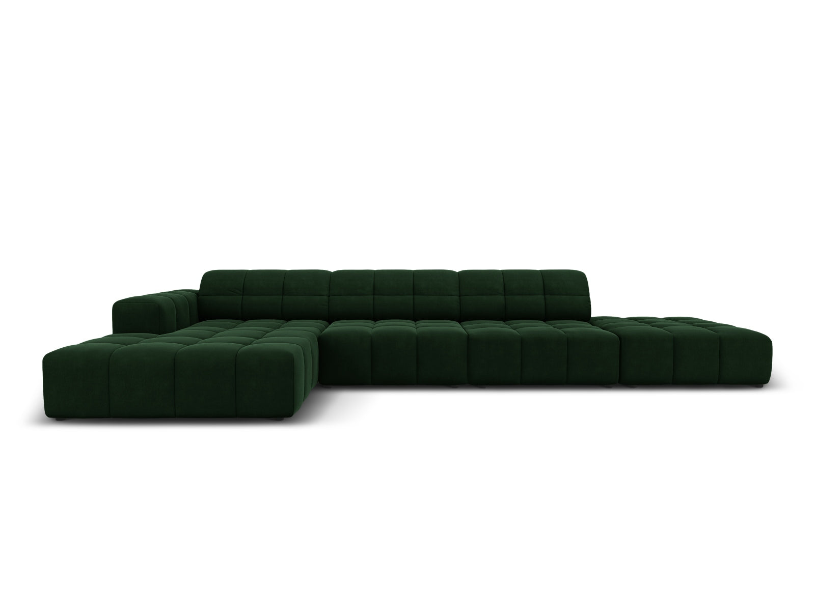 Chicago Velour Ecksofa links 5 Sitzer 166cm in Bottle Green-Bluvel präsentiert im Onlineshop von KAQTU Design AG. L-Sofa links ist von Cosmopolitan Design
