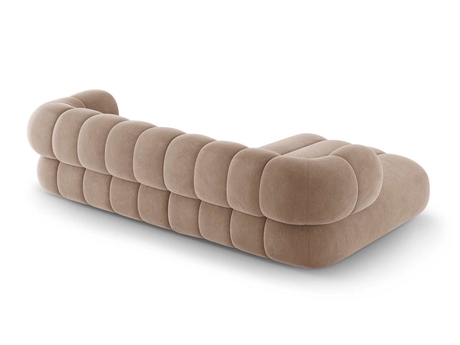 Erleben Sie das Koge Velour Ecksofa links – ein elegantes 5-Sitzer Sofa, das Komfort und Stil vereint und Ihr Wohnzimmer aufwertet.