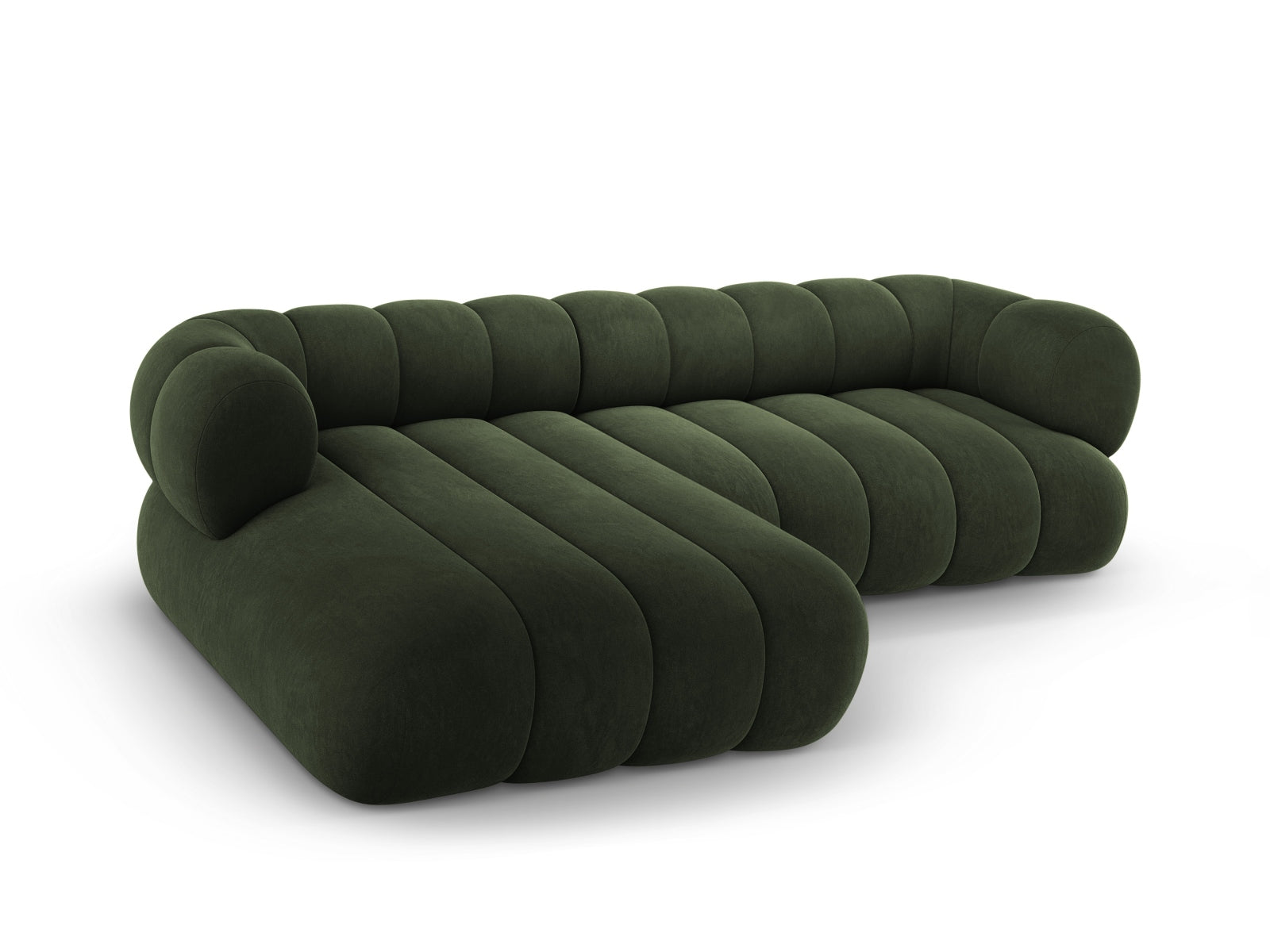 Entdecken Sie das Koge Velour Ecksofa links – ein elegantes 5-Sitzer Möbelstück, das Komfort und Stil vereint und Ihr Wohnzimmer aufwertet.