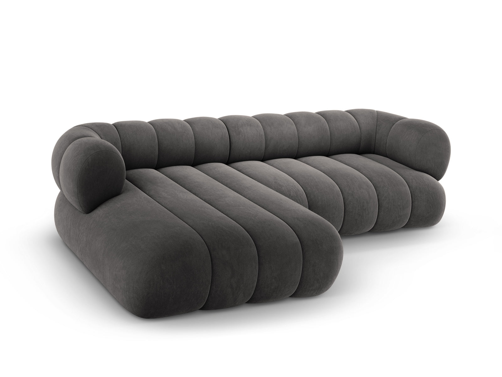 Entdecken Sie das Koge Velour Ecksofa links – ein elegantes 5-Sitzer Möbelstück, das Komfort und Stil vereint und Ihr Wohnzimmer aufwertet.