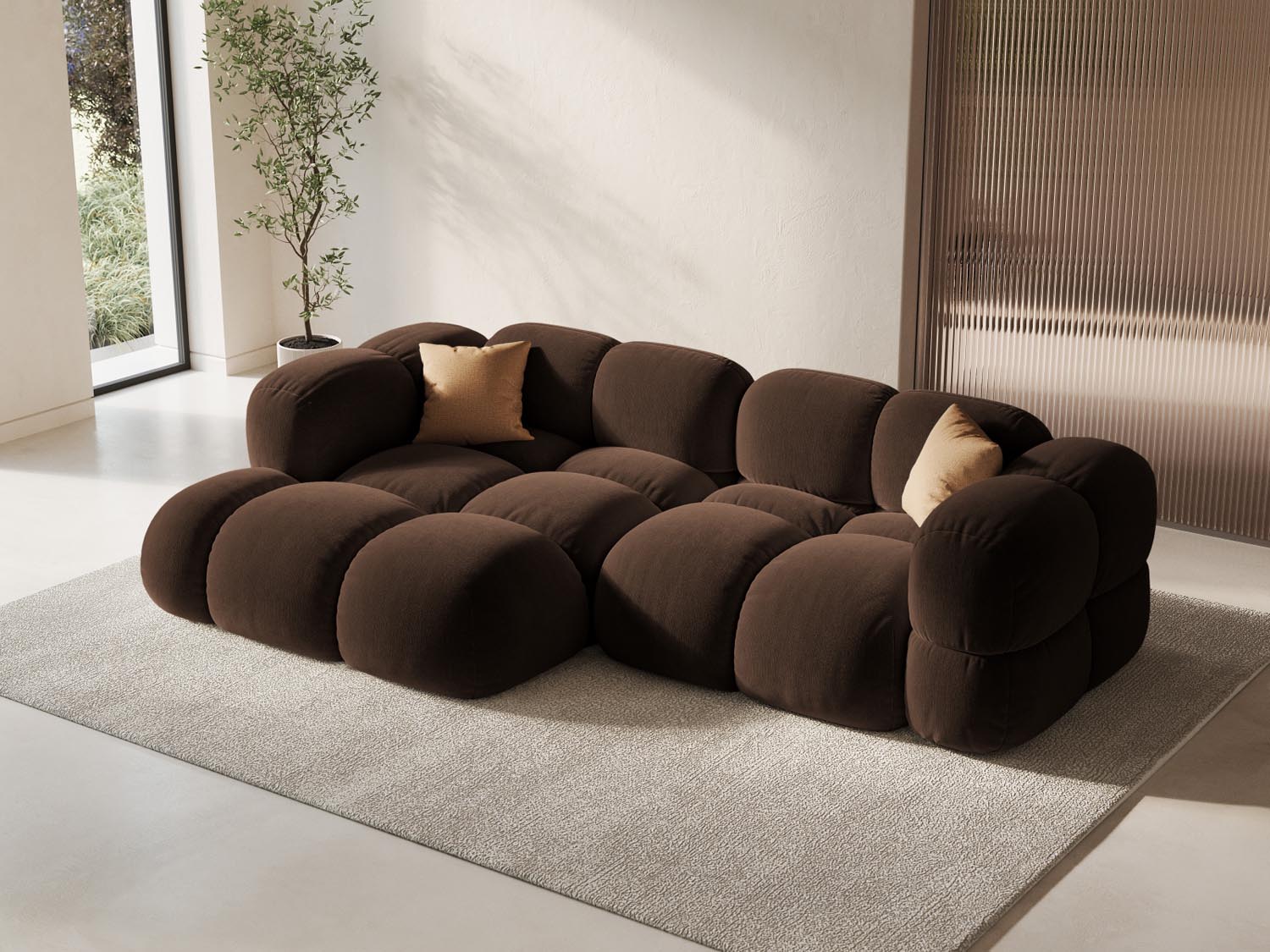 Entdecken Sie das elegante Loretto Velour Ecksofa links 3-Sitzer 147 cm von Cosmopolitan Design – der perfekte Mix aus Stil und Komfort für Ihr Zuhause.