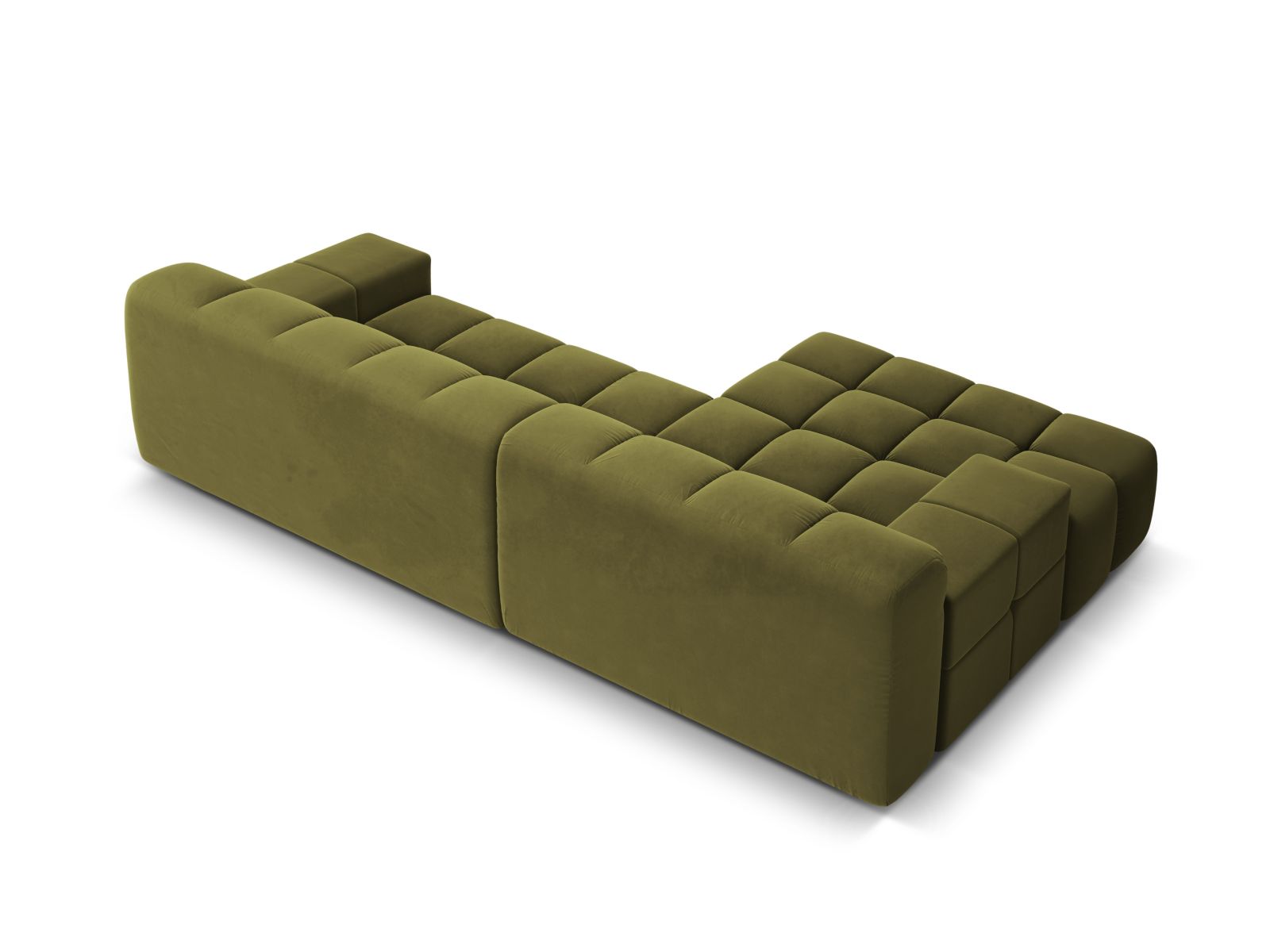 Elegantes 3-Sitzer Ecksofa links Hawaii in sanftem Pistazien-Magic Velvet, ideal für einladende und geschmackvolle Wohnräume.
