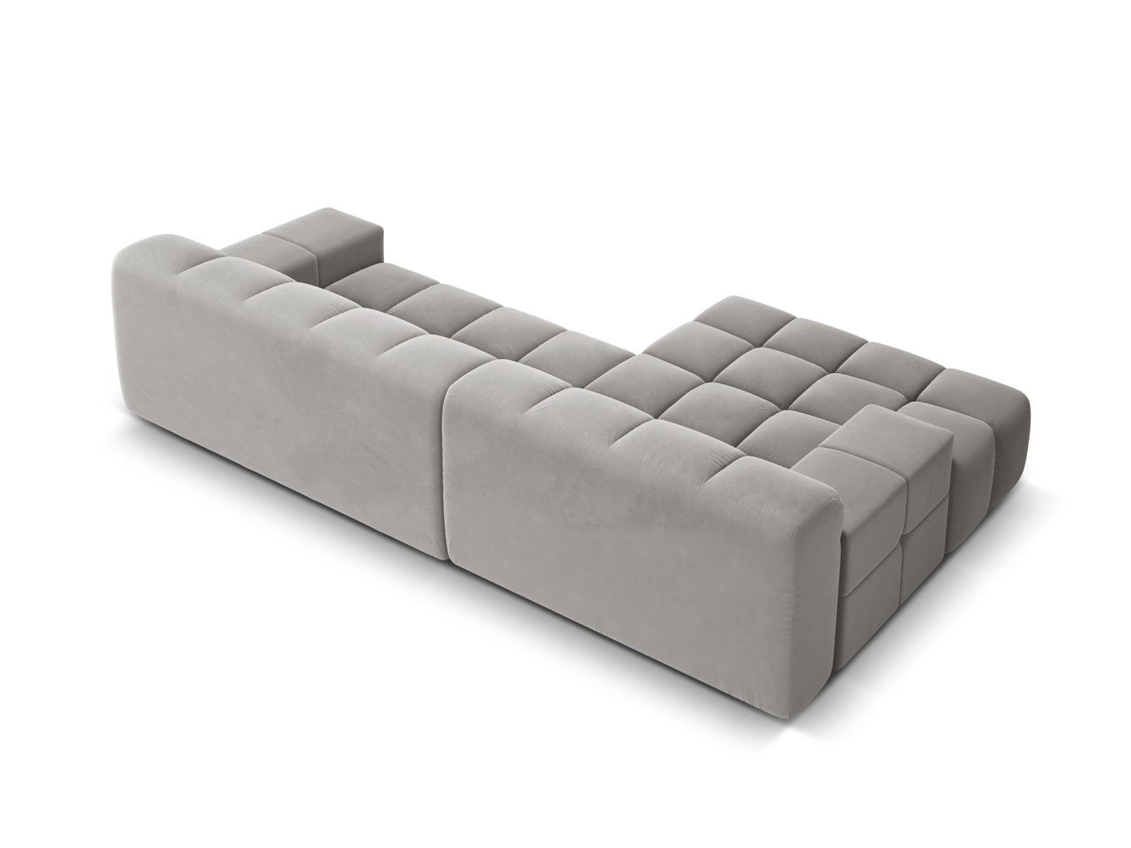 Elegantes 3-Sitzer Ecksofa links Hawaii aus hochwertigem Silver-Magic Velvet, ideal für stilvolle Wohnräume von Cosmopolitan Design.