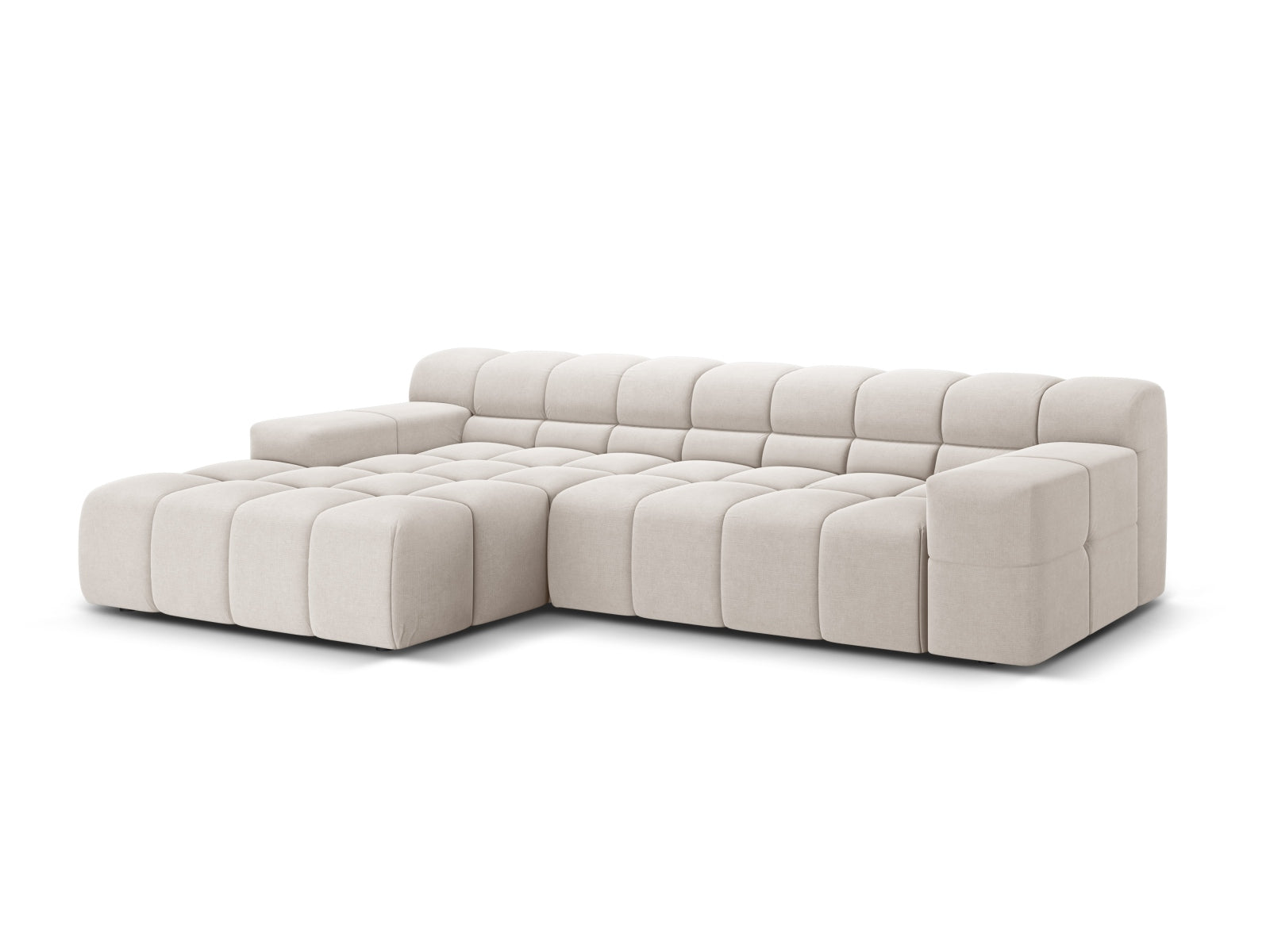 Elegantes 3-Sitzer Ecksofa links Hawaii in sanftem Beige, ideal für stilvolle Wohnräume, präsentiert von Cosmopolitan Design.