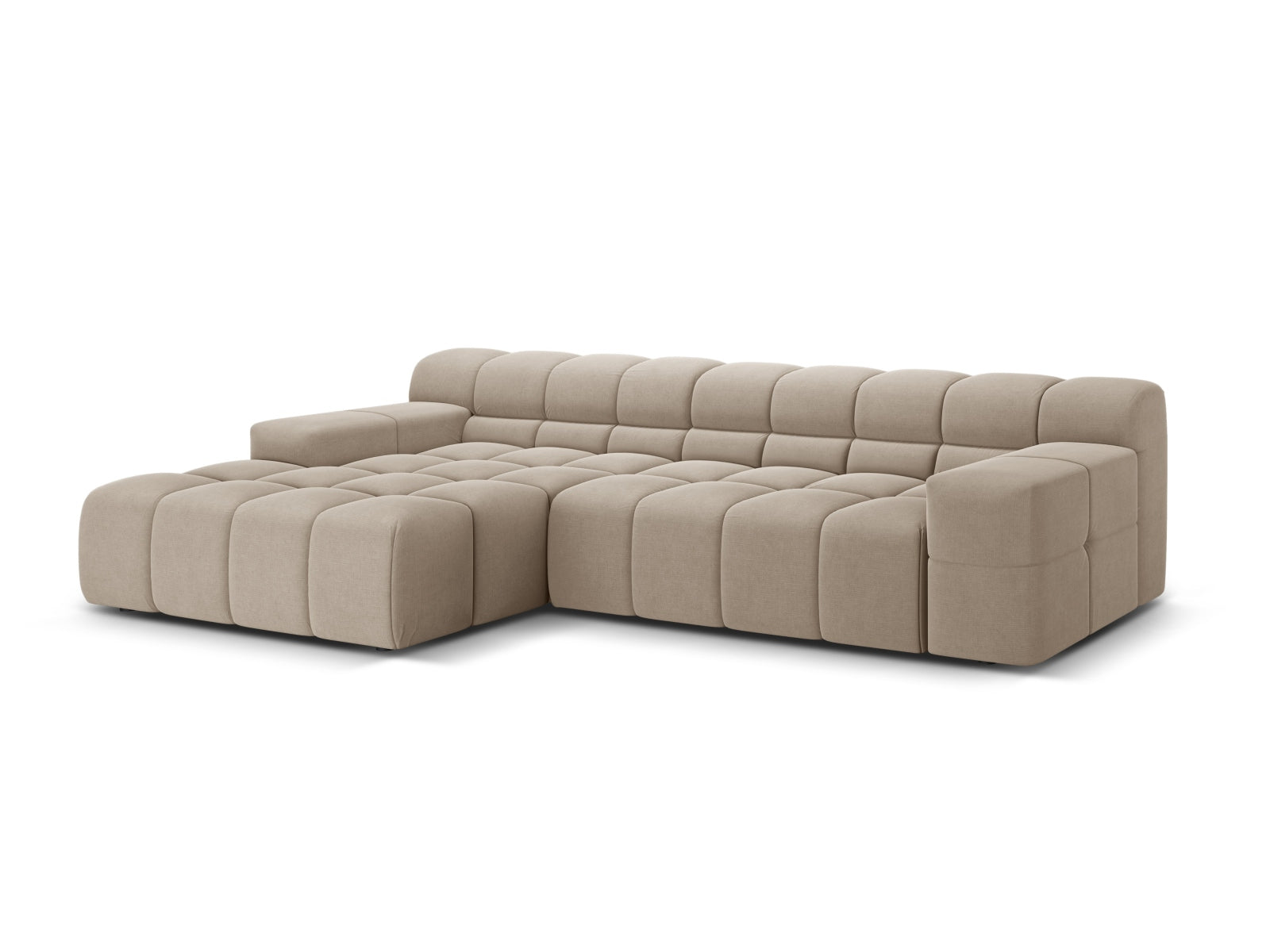 Elegantes 3-Sitzer Ecksofa links Hawaii in stilvollem Cappuccino-Moly, ideal für moderne Wohnräume, von Cosmopolitan Design.