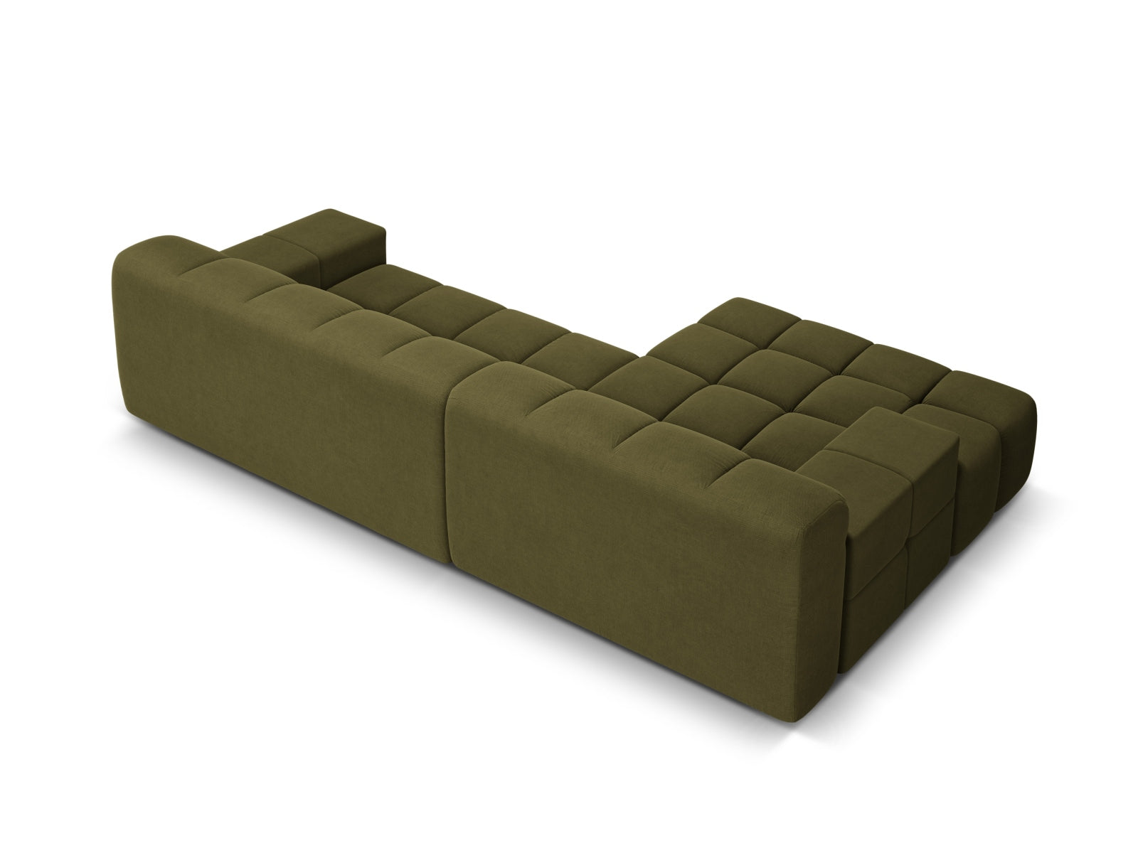 Elegantes 3-Sitzer Ecksofa links Hawaii in trendigem Grünton, ideal für ein modernes Wohnambiente und entspannte Stunden.