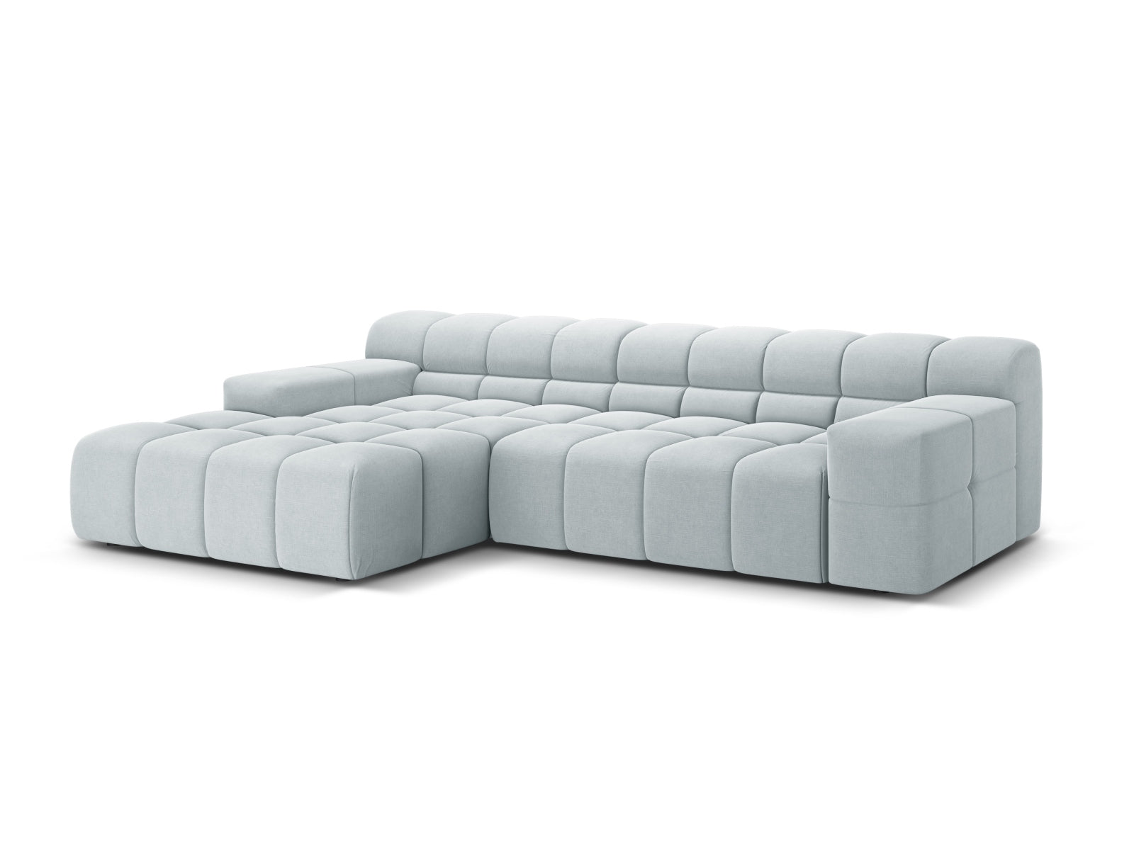 Stylisches 3-Sitzer Ecksofa links Hawaii in hellem Grau, ideal für moderne Wohnräume, präsentiert von Cosmopolitan Design.