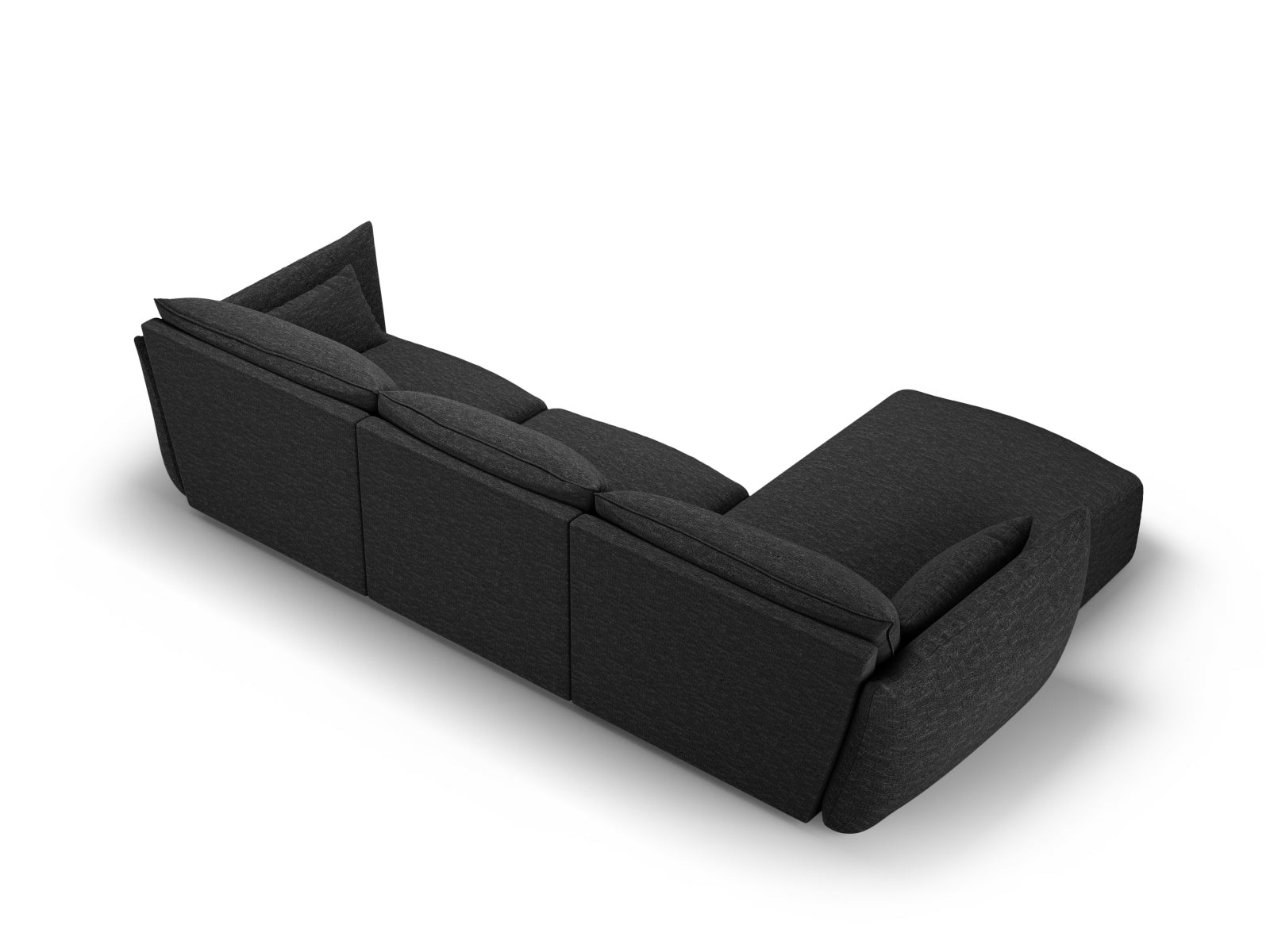 Elegantes 4-Sitzer Ecksofa links Matera in zeitlosem Schwarz, ideal für ein modernes Wohnambiente und entspannte Stunden.