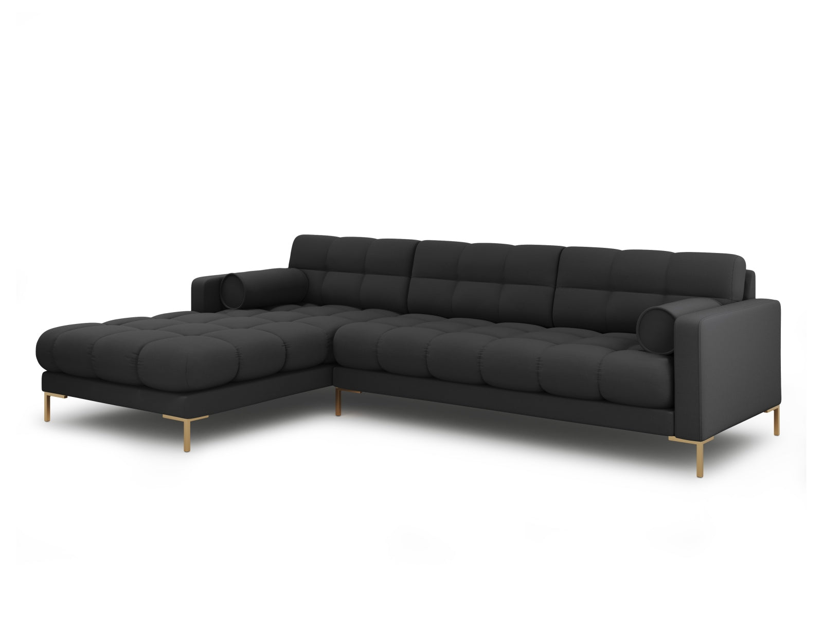 Stylisches 5-Sitzer Ecksofa links Bali in elegantem Dunkelgrau, ideal für moderne Wohnräume, erhältlich bei KAQTU Design AG.