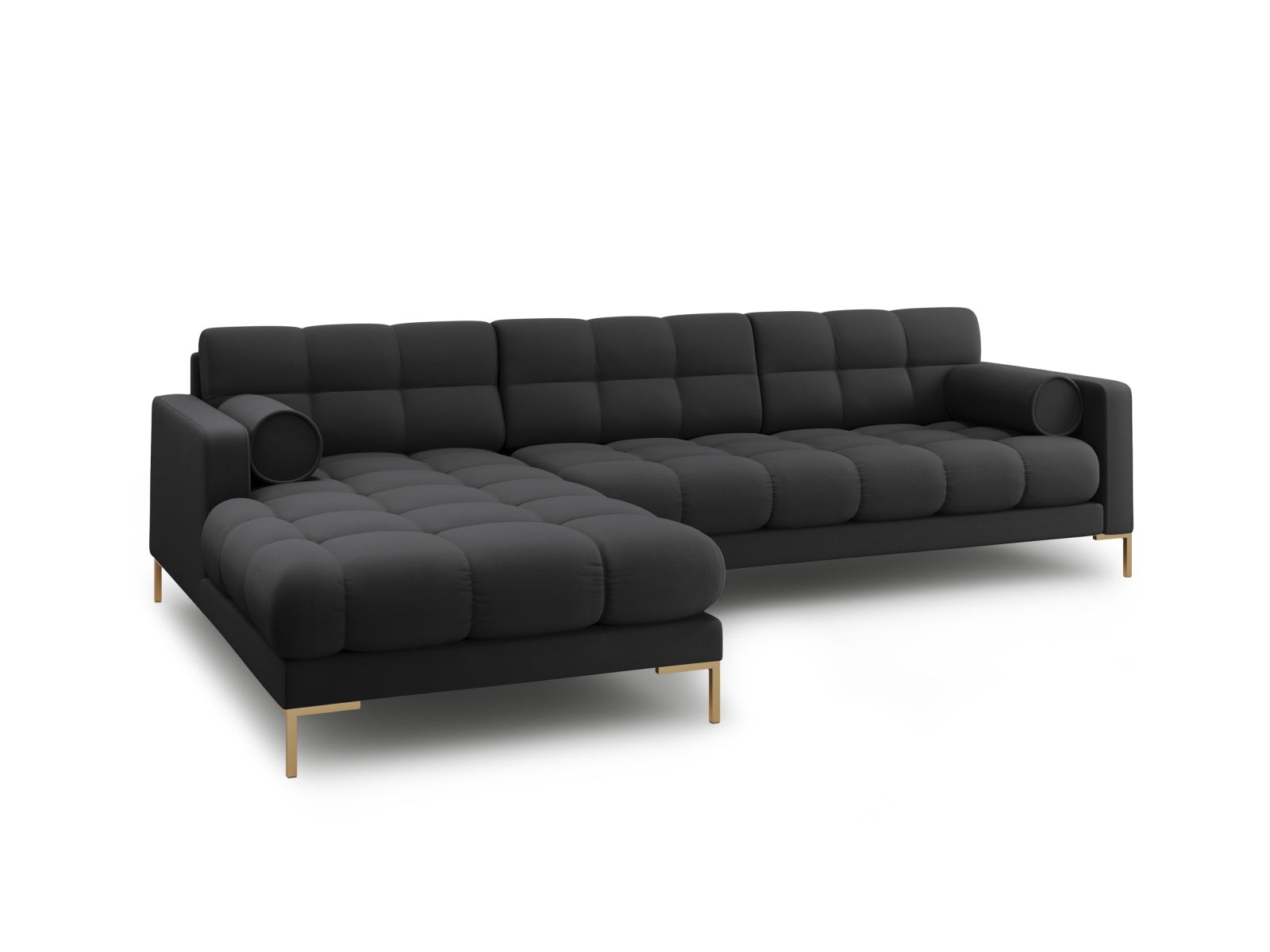 Modernes 5-Sitzer Ecksofa links Bali in edlem Dunkelgrau, ideal für entspannte Stunden und stilvolle Einrichtung, erhältlich bei Cosmopolitan Design.