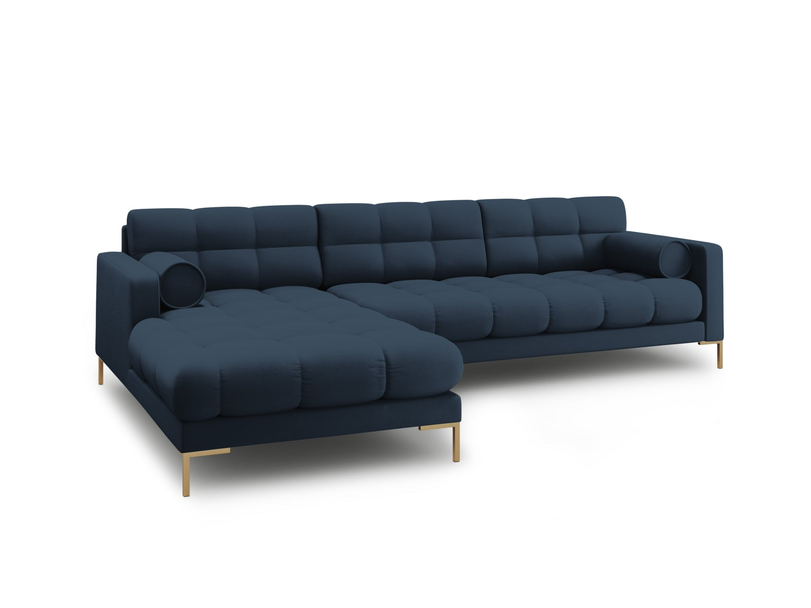 Elegantes 5-Sitzer Ecksofa links Bali in stilvollem Blue-Neve, ideal für einladende Wohnräume und entspannte Stunden.