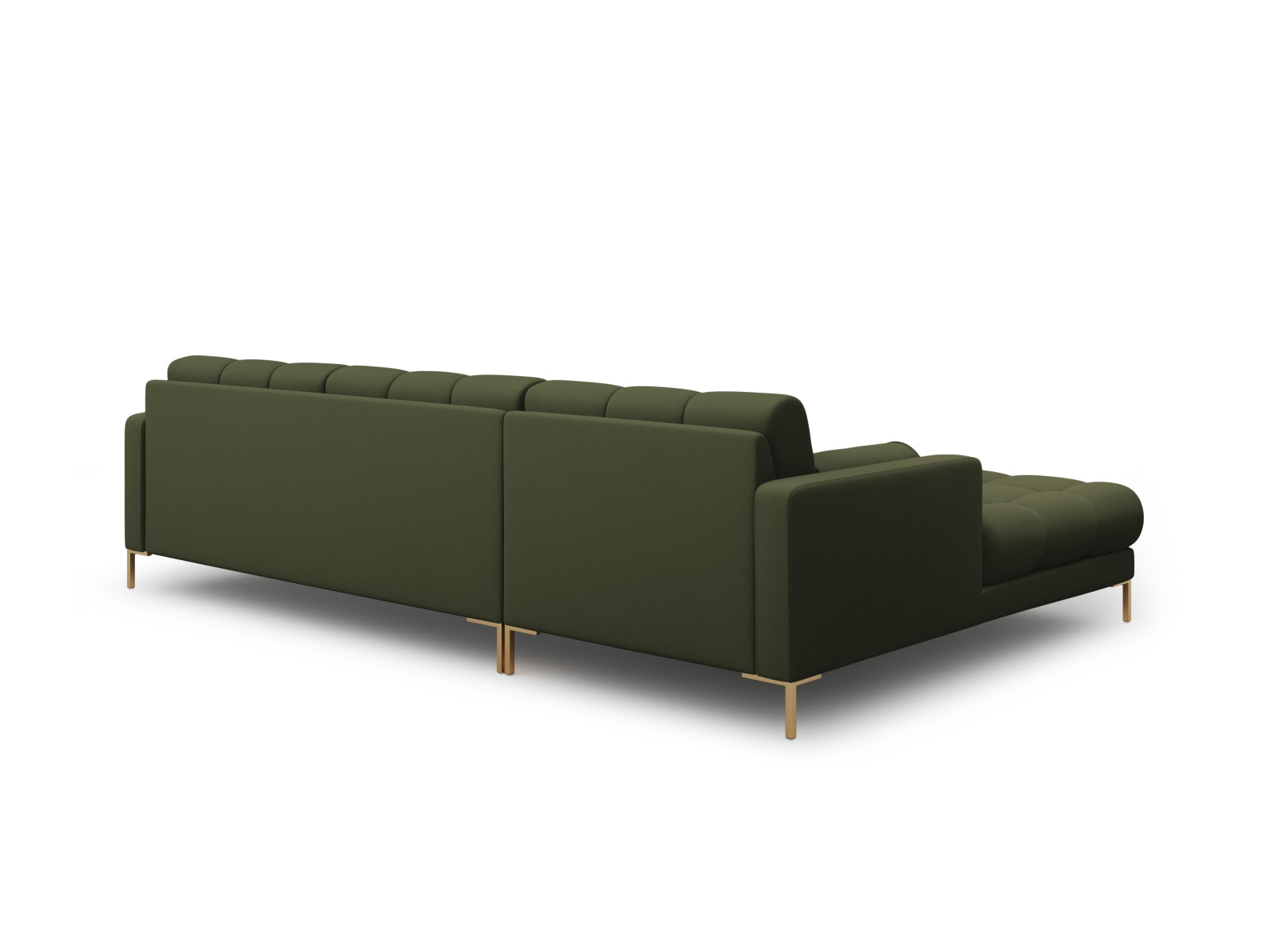 Modernes 5-Sitzer Ecksofa links Bali in stilvollem Grünton, perfekt für gemütliche Abende und stilvolle Wohnambiente.