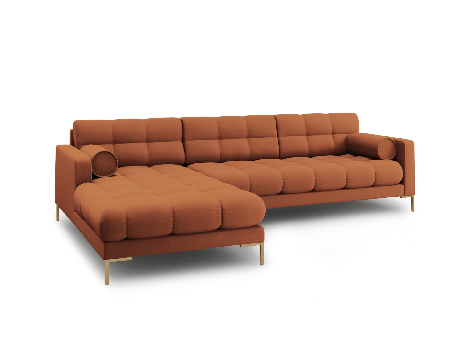 Elegantes 5-Sitzer Ecksofa links Bali in warmem Brick-Neve, ideal für gemütliche und moderne Wohnräume von Cosmopolitan Design.