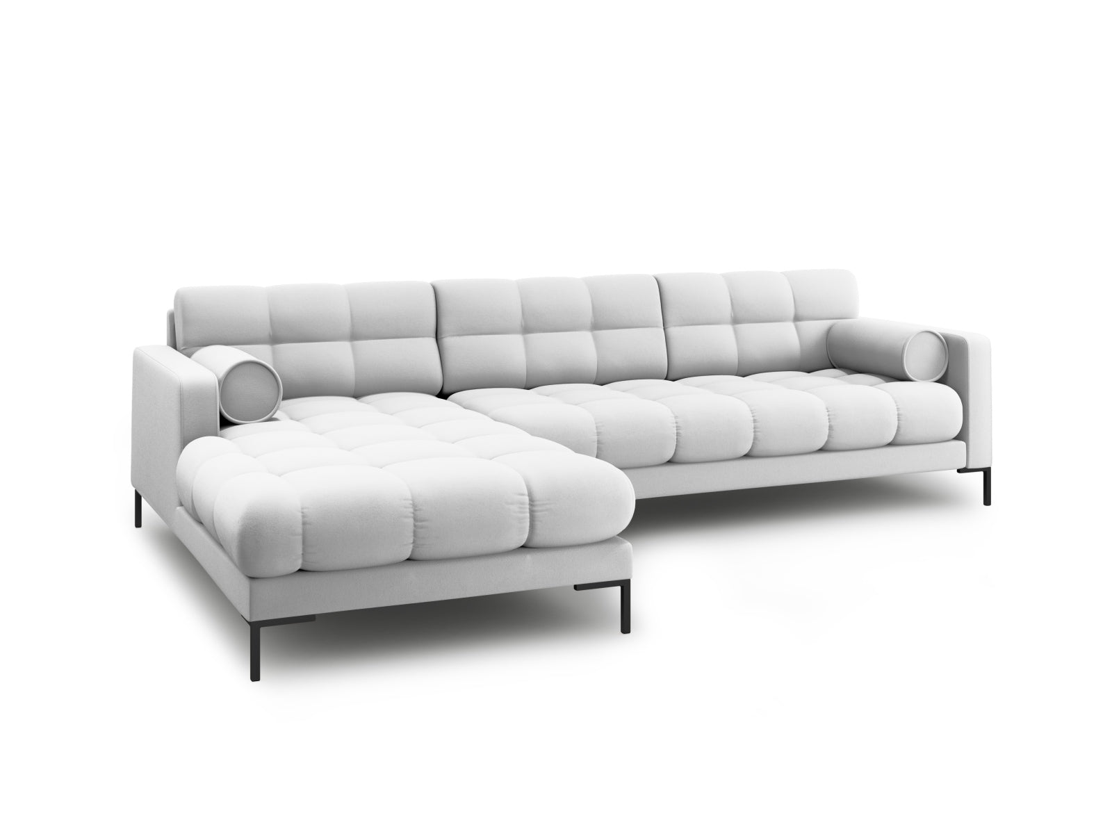 Modernes 5-Sitzer Ecksofa links Bali in dezentem Grau, ideal für einladende Wohnräume und entspannte Stunden mit Freunden.