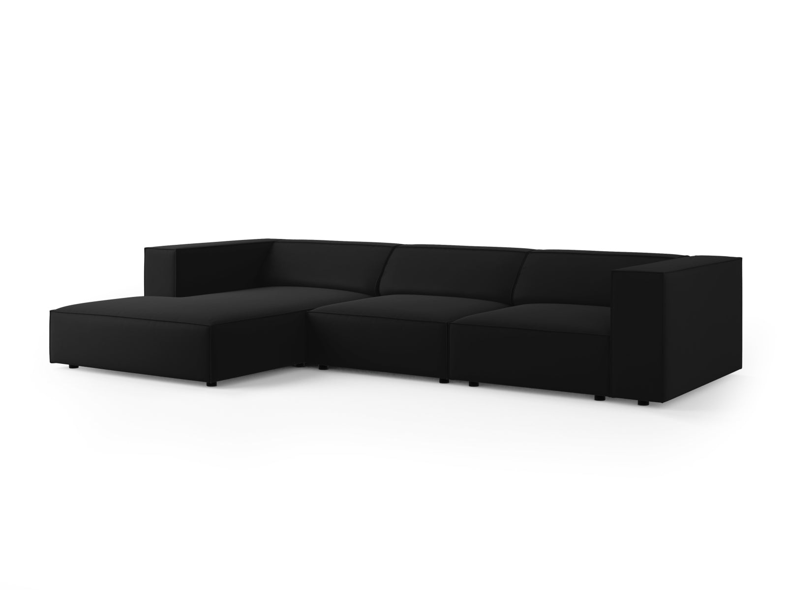 Erleben Sie das elegante Arendal Velour Ecksofa links von Cosmopolitan Design. Perfekt für Ihr Wohnzimmer, bietet es modernen Stil und höchsten Sitzkomfort.