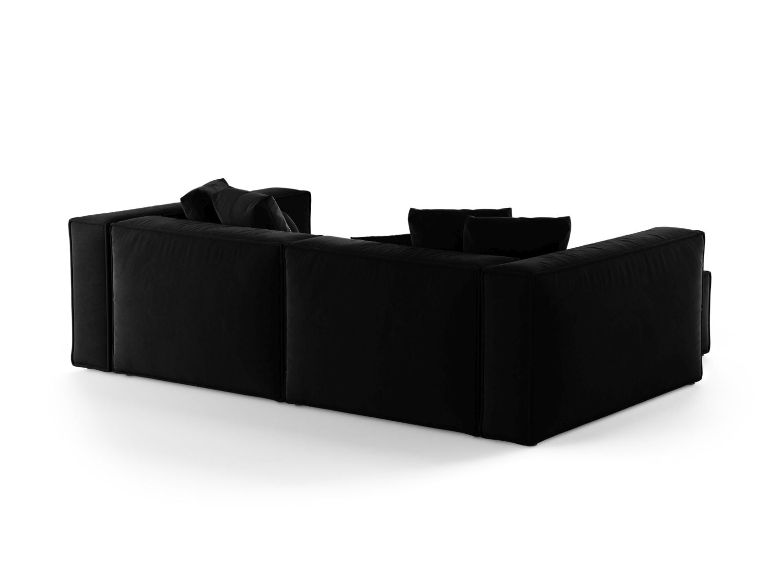 Elegantes 3-Sitzer Ecksofa links Aveiro in zeitlosem Schwarz, ideal für moderne Wohnräume, erhältlich bei Cosmopolitan Design.