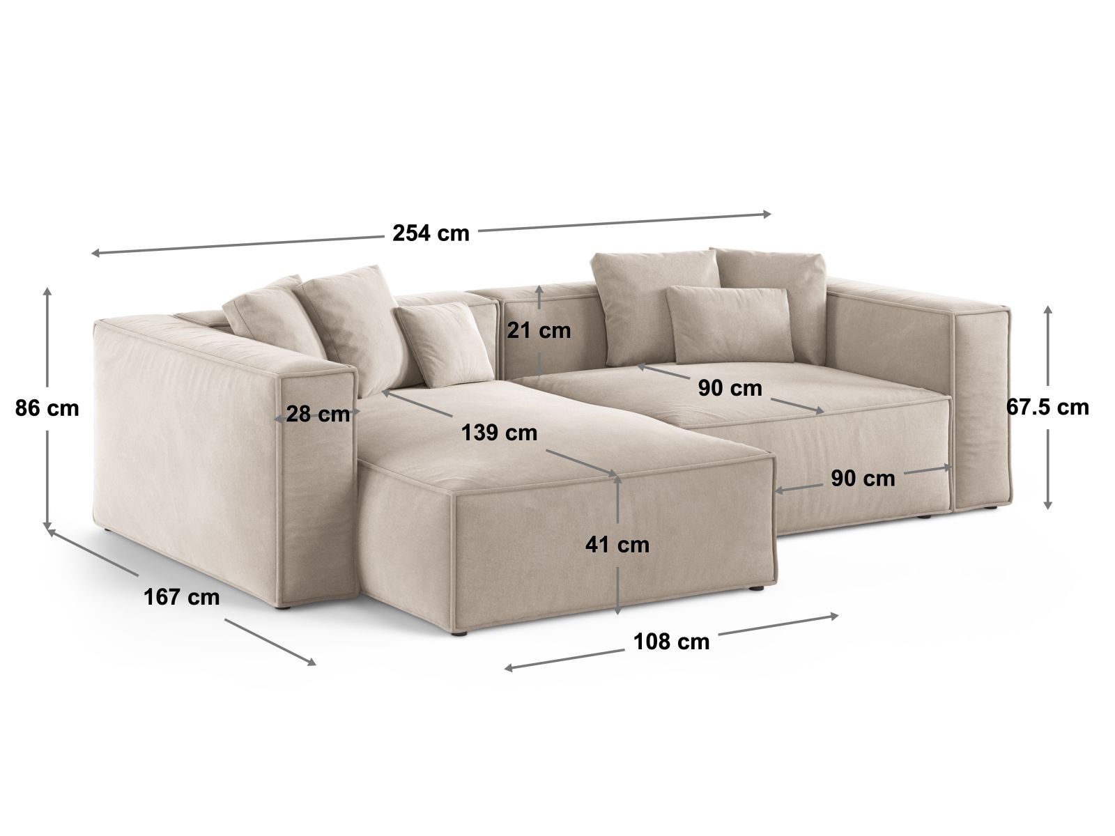 Elegantes 3-Sitzer Ecksofa links Aveiro in zartem Hellgrün, perfekt für stilvolle Wohnzimmer, entworfen von Cosmopolitan Design.