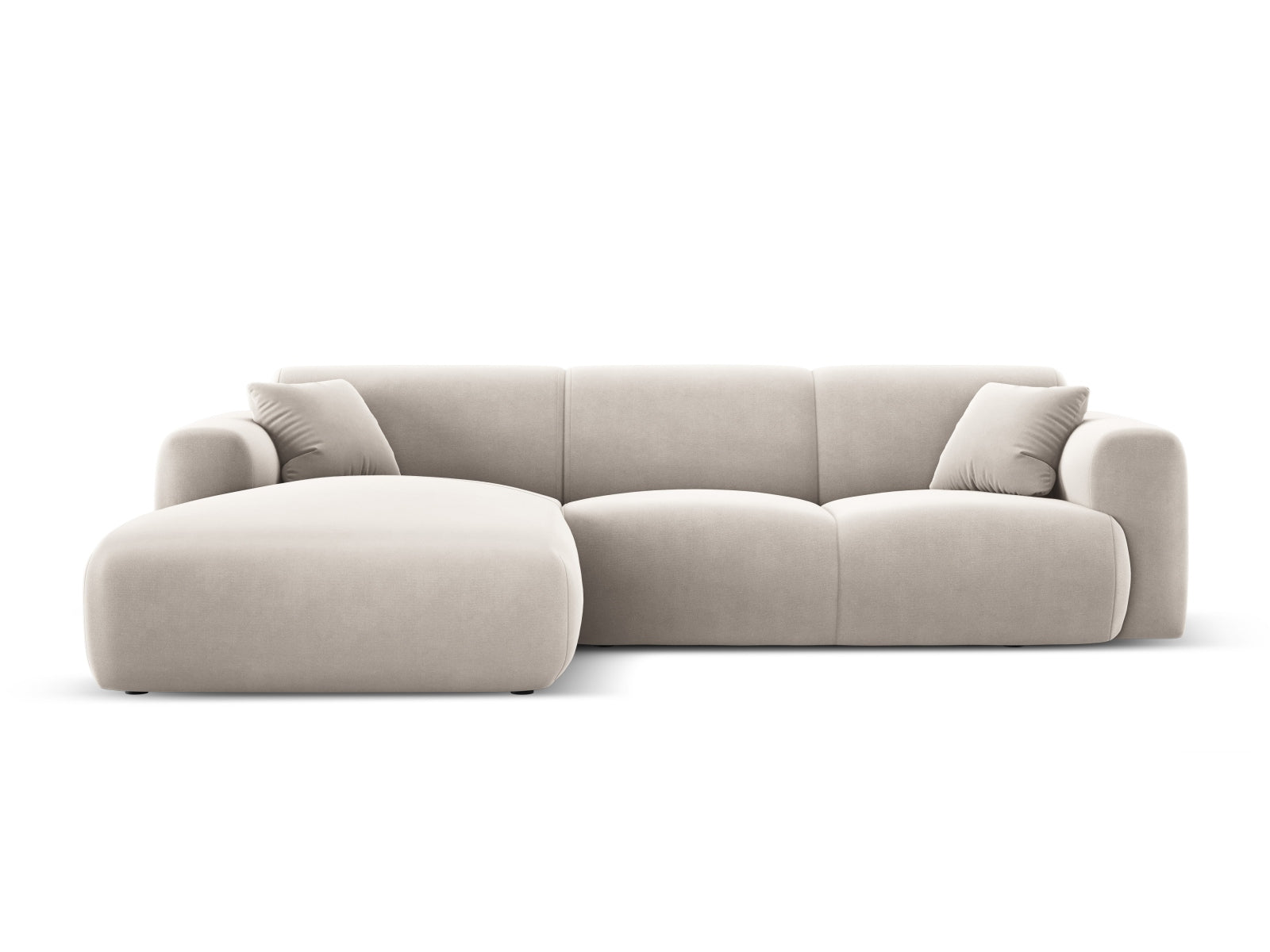 Nolio Velour Ecksofa links 4 Sitzer 170cm in Light Beige-Casino präsentiert im Onlineshop von KAQTU Design AG. L-Sofa links ist von Cosmopolitan Design