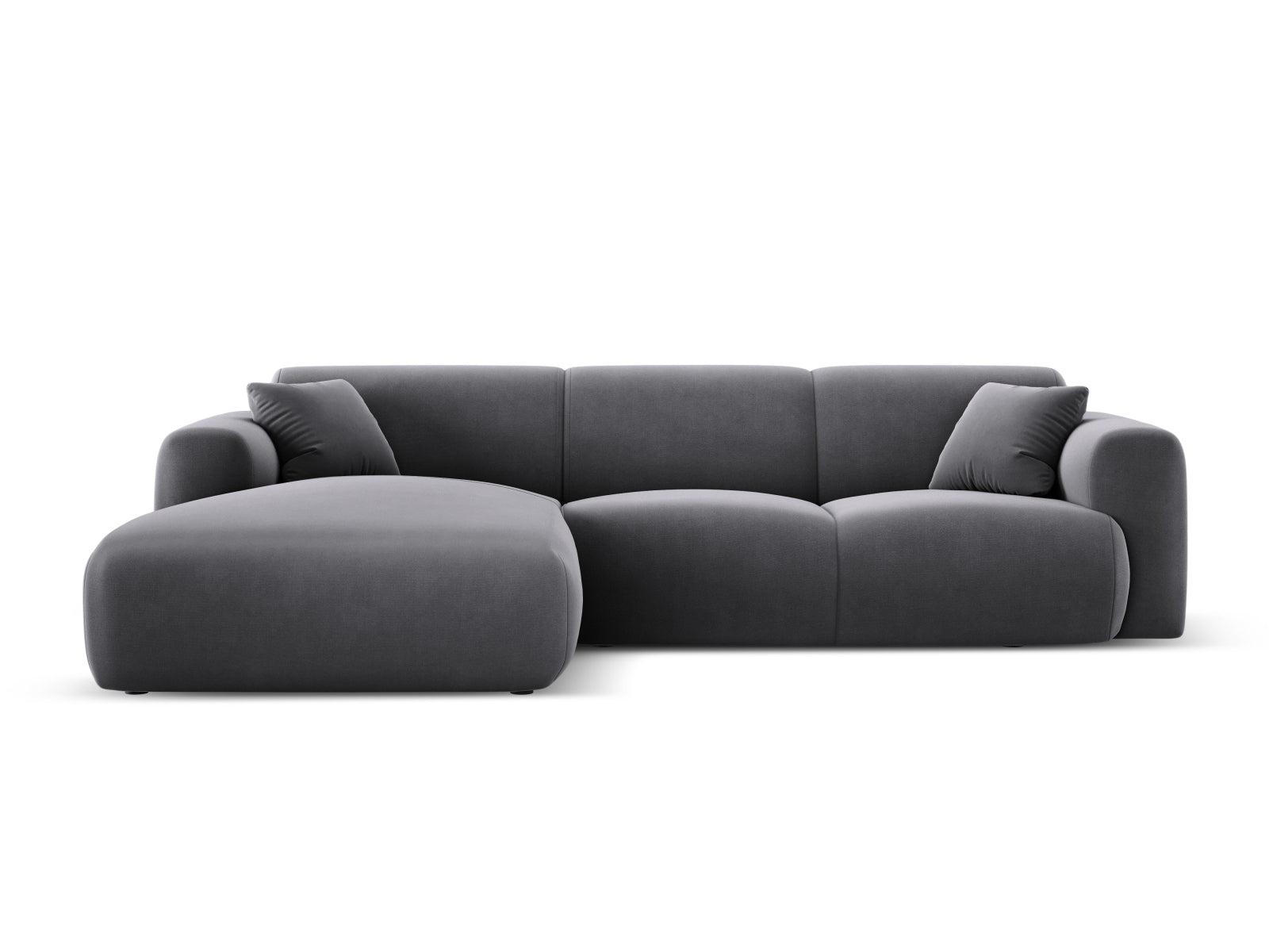 Nolio Velour Ecksofa links 4 Sitzer 170cm in Dark Grey-Casino präsentiert im Onlineshop von KAQTU Design AG. L-Sofa links ist von Cosmopolitan Design