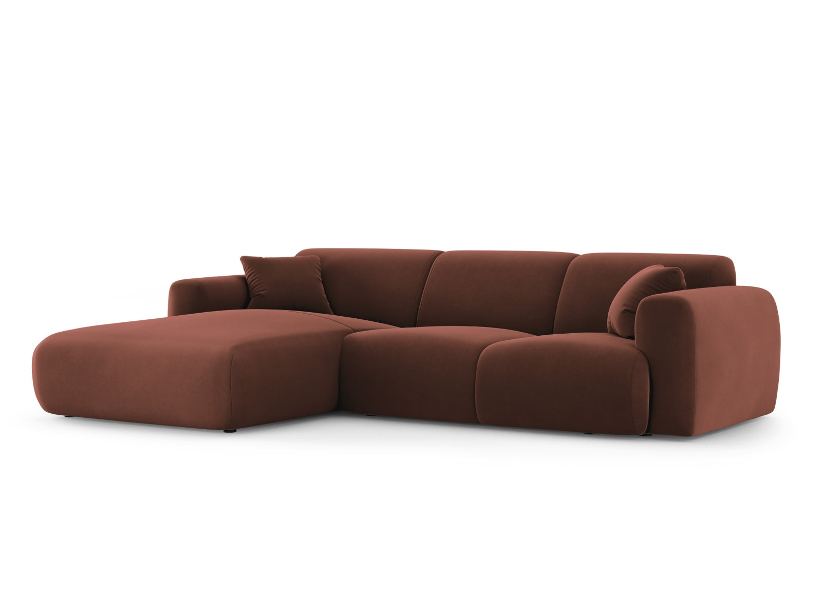 Modernes Nolio Velour Ecksofa links, 4-Sitzer, 170 cm in Cuoio-Casino, perfekt für gemütliche und stilvolle Wohnambiente von Cosmopolitan Design.