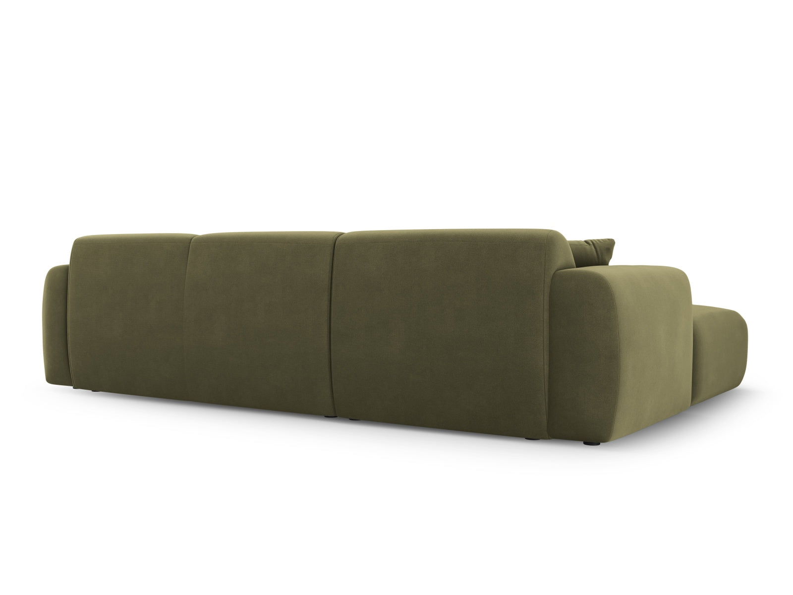 Elegantes Nolio Velour Ecksofa links in sanftem Hellgrün, ideal für stilvolle Wohnräume. 4-Sitzer von Cosmopolitan Design.