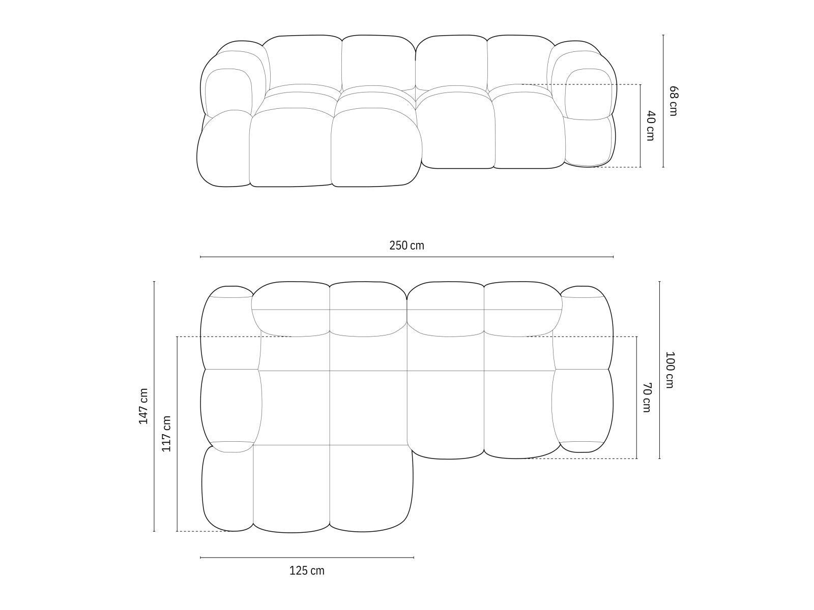 Modernes Loretto Ecksofa links 3 Sitzer 147cm von Cosmopolitan Design: Ideal für kleine Räume, vereint Stil, Komfort und Nachhaltigkeit.