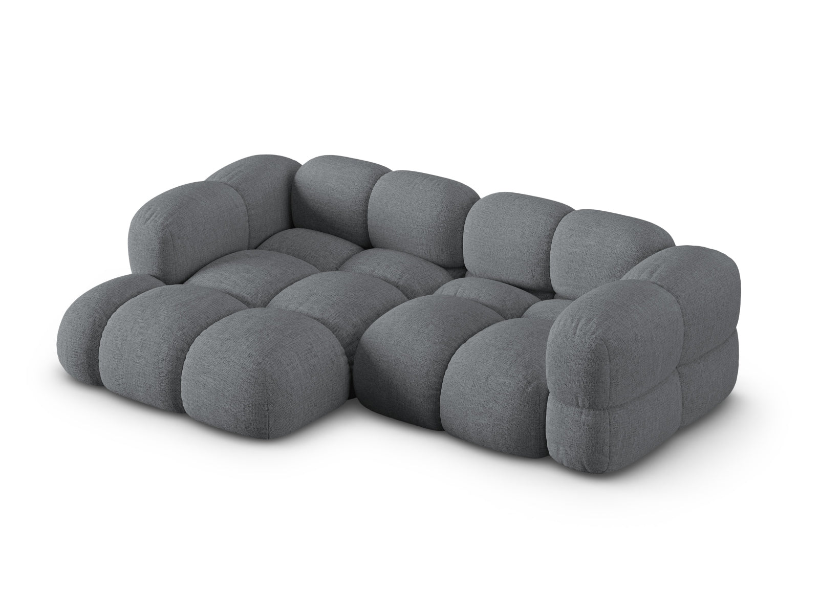 Elegantes Loretto Ecksofa links, 3-Sitzer mit 147 cm, in zeitlosem Grau, perfekt für gemütliche Wohnräume und stilvolle Einrichtung.