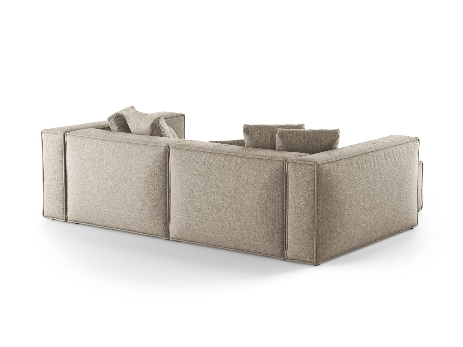 Elegantes 3-Sitzer Ecksofa links Aveiro in luxuriösem Dunkelbeige, ideal für ein modernes Wohnambiente von Cosmopolitan Design.