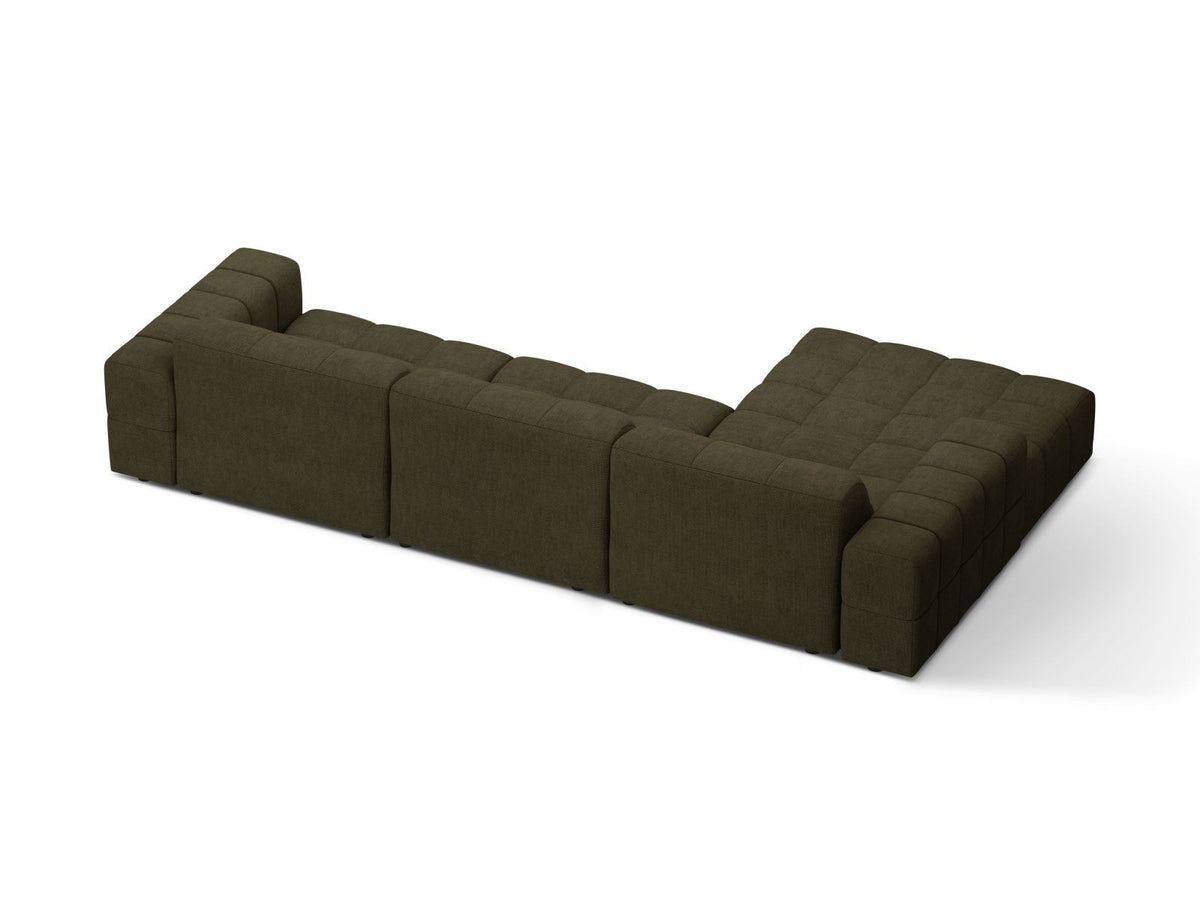 Ecksofa links Chicago in Light Beige mit Eden-Stoff, Massivholzrahmen, Kunststoffbeinen und Récamiere, Cosmopolitan Design