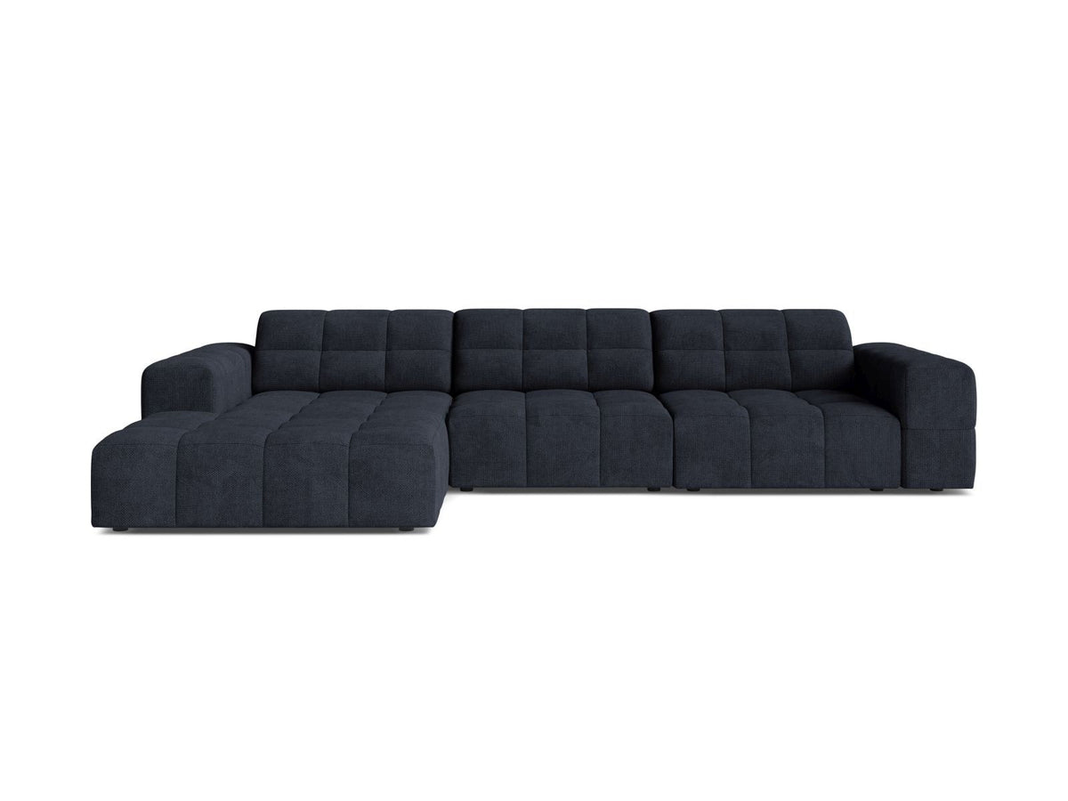 Ecksofa links Chicago in Light Beige mit Eden-Stoff, Massivholzrahmen, Kunststoffbeinen und Récamiere, Cosmopolitan Design