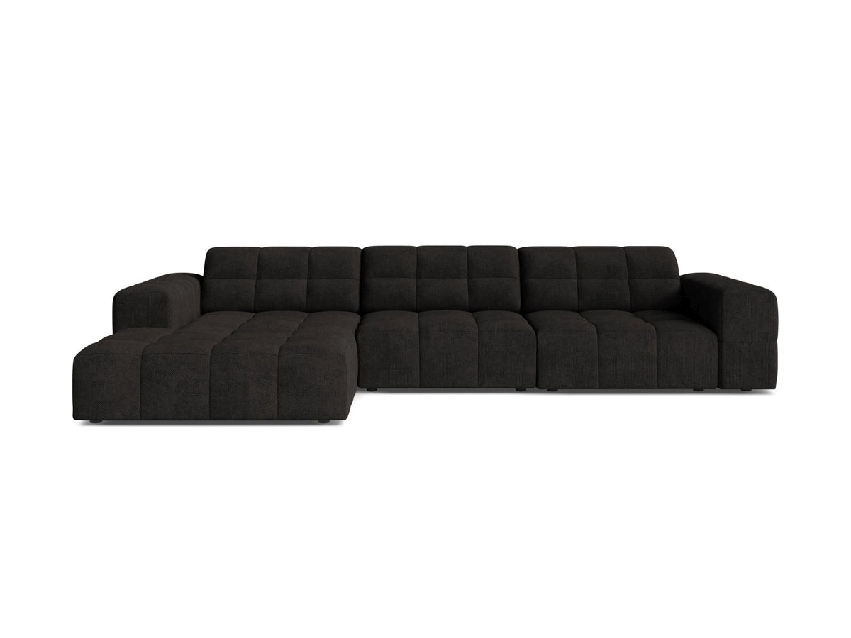 Ecksofa links Chicago in Light Beige mit Eden-Stoff, Massivholzrahmen, Kunststoffbeinen und Récamiere, Cosmopolitan Design