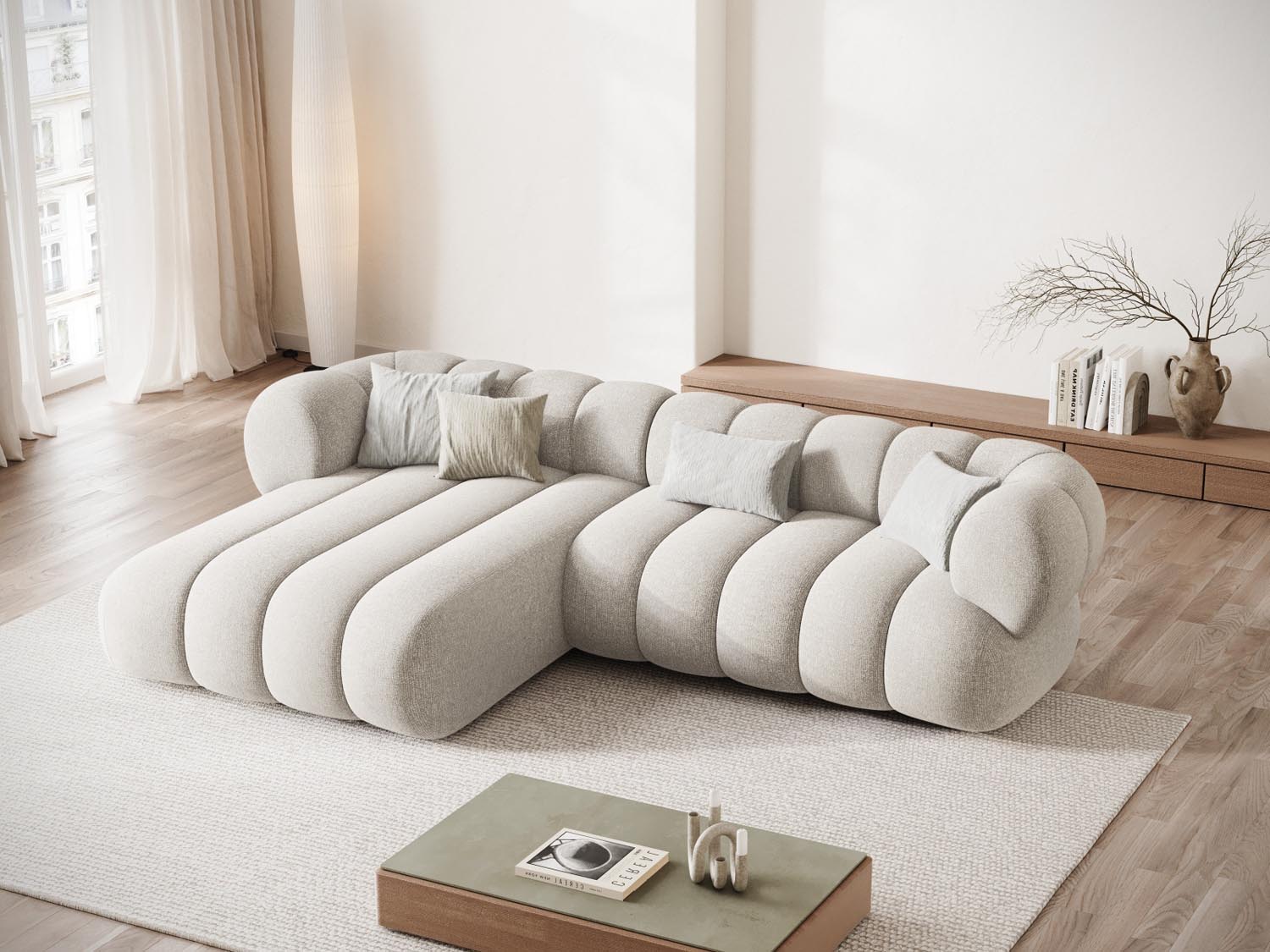 Elegantes Koge Ecksofa links, 5-Sitzer mit 165 cm, ideal für gemütliche Zusammenkünfte und stilvolle Einrichtung. Hochwertige Materialien und modernes Design.