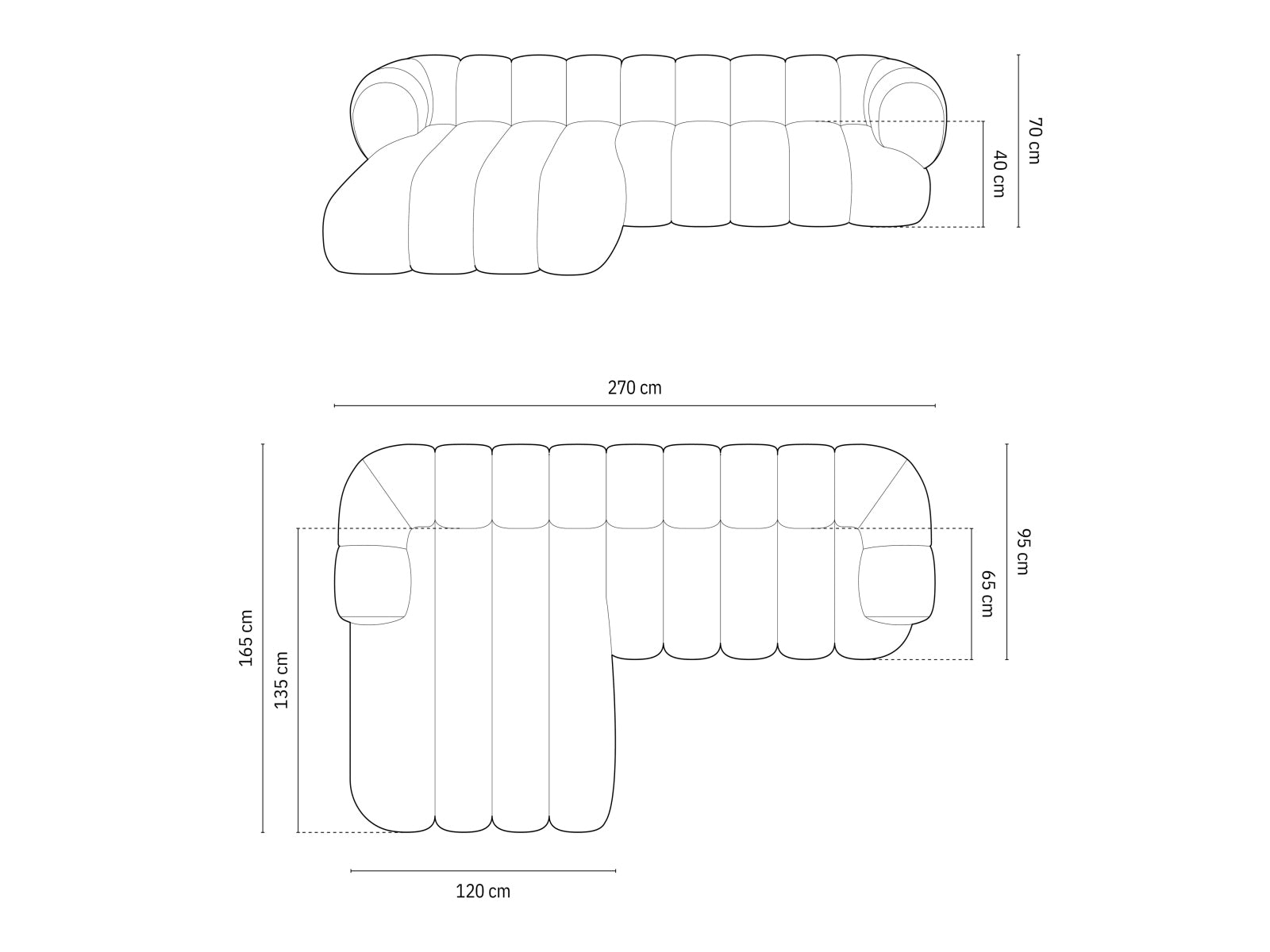 Elegantes Koge Ecksofa links, 5-Sitzer mit 165 cm, perfekt für stilvolle Wohnräume. Hochwertige Materialien und modernes Design vereinen sich hier.