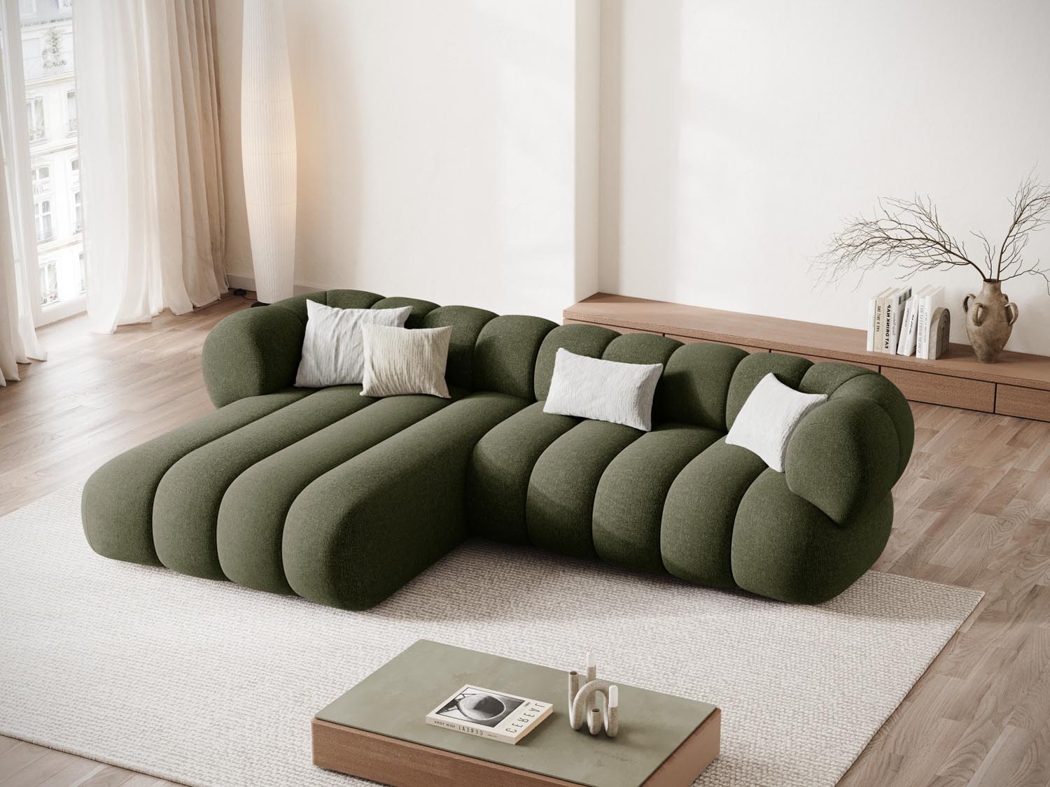 Elegantes Koge Ecksofa links, 5-Sitzer mit 165 cm, perfekt für stilvolle Wohnräume. Hochwertige Materialien und modernes Design vereinen Komfort und Ästhetik.