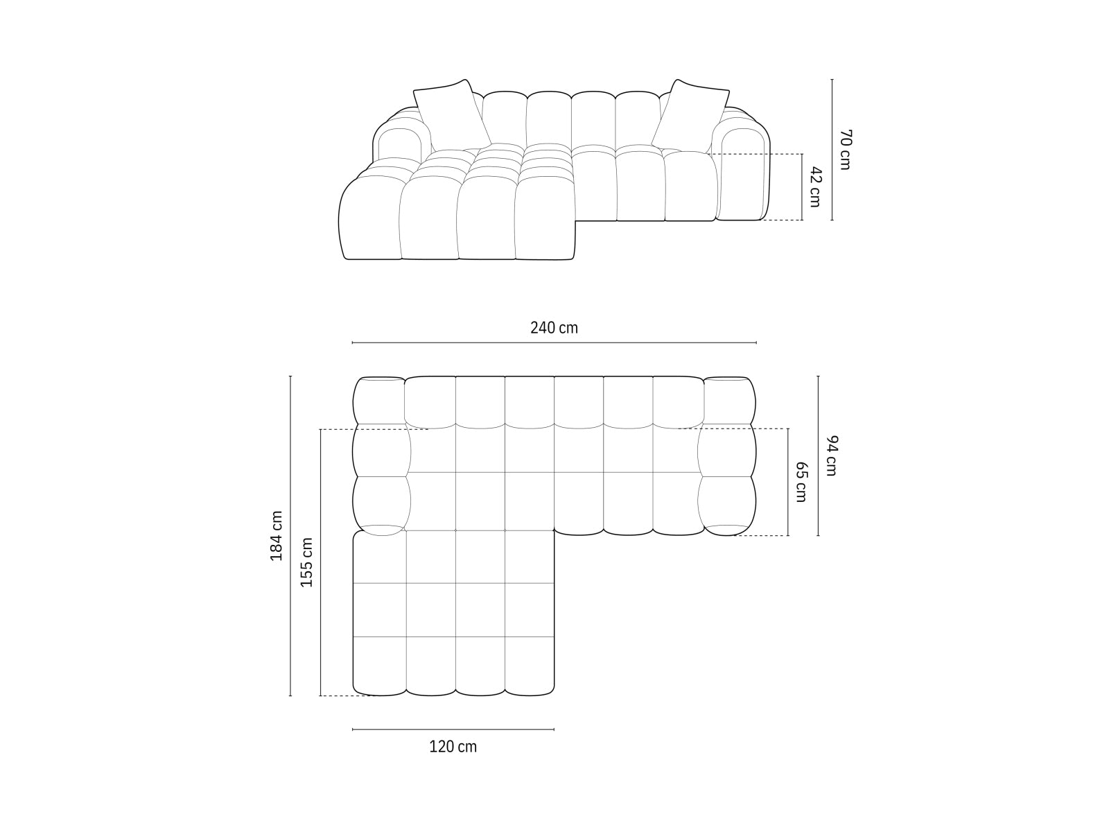 Elegantes 3-Sitzer Ecksofa Treno in sanftem Grau, perfekt für stilvolle Wohnzimmer, angeboten von Cosmopolitan Design.